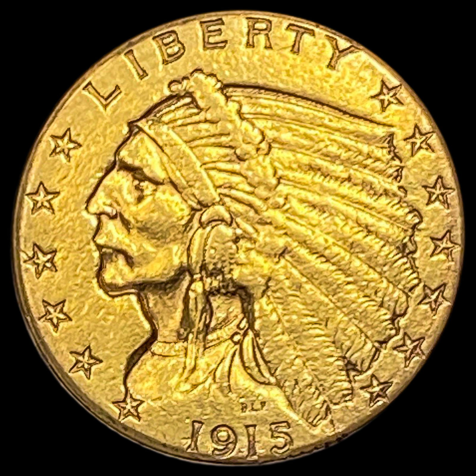 1915 Indian Head Gold $2.50 Quarter Eagle  CLOSELY UNCIRCULATED (1 of 2)