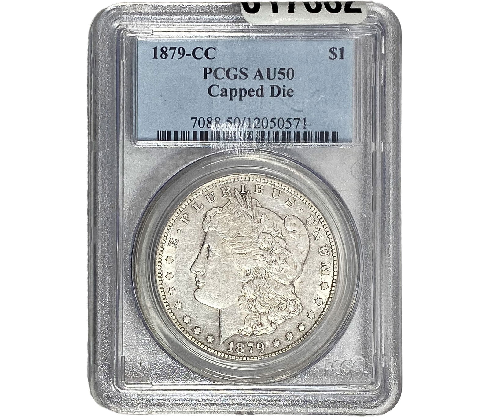 1879-CC Morgan Silver Dollar PCGS AU50 Capped Die (1 of 2)