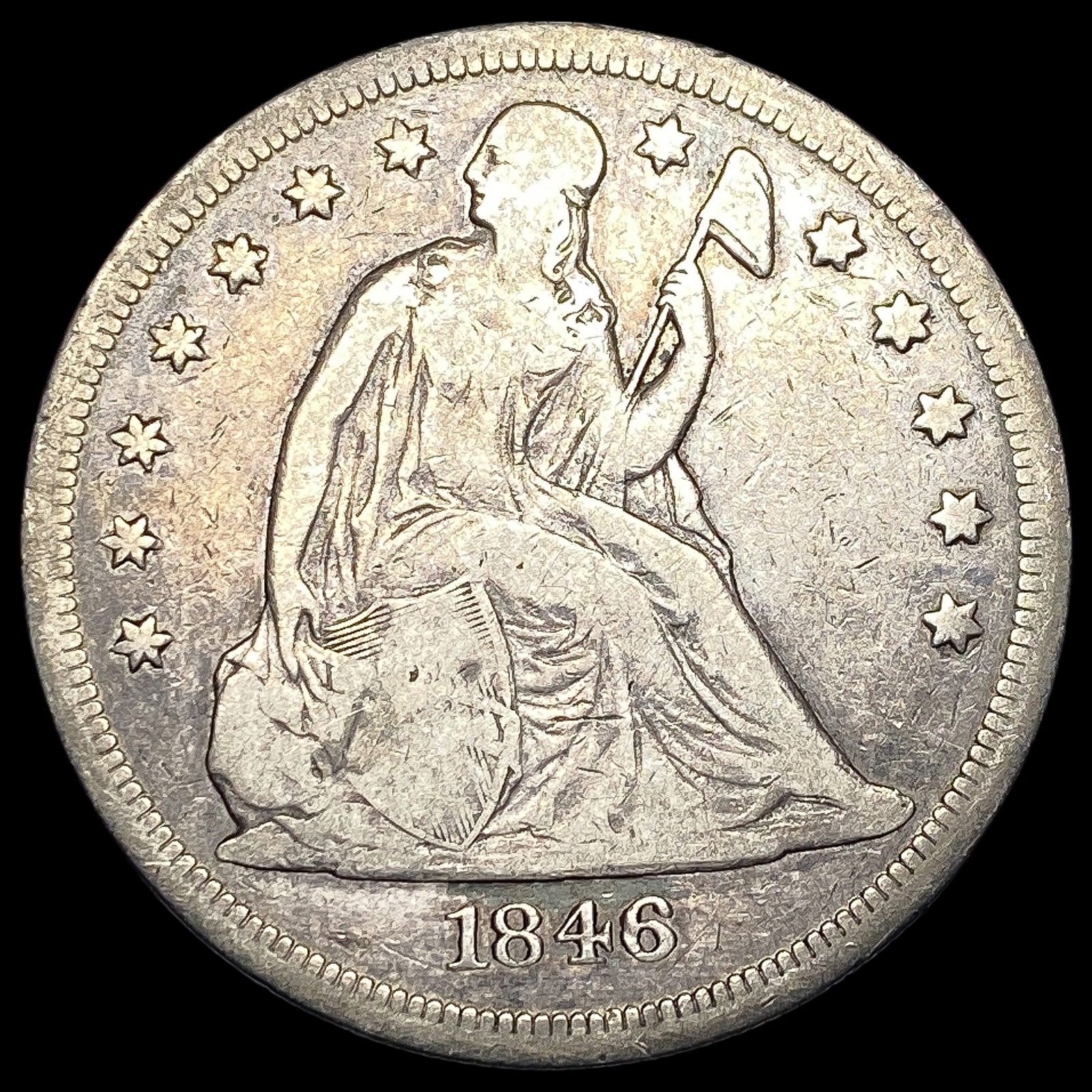 1846-O Silver Seated Liberty Dollar LIGHTLY  CIRCULATED (1 of 2)