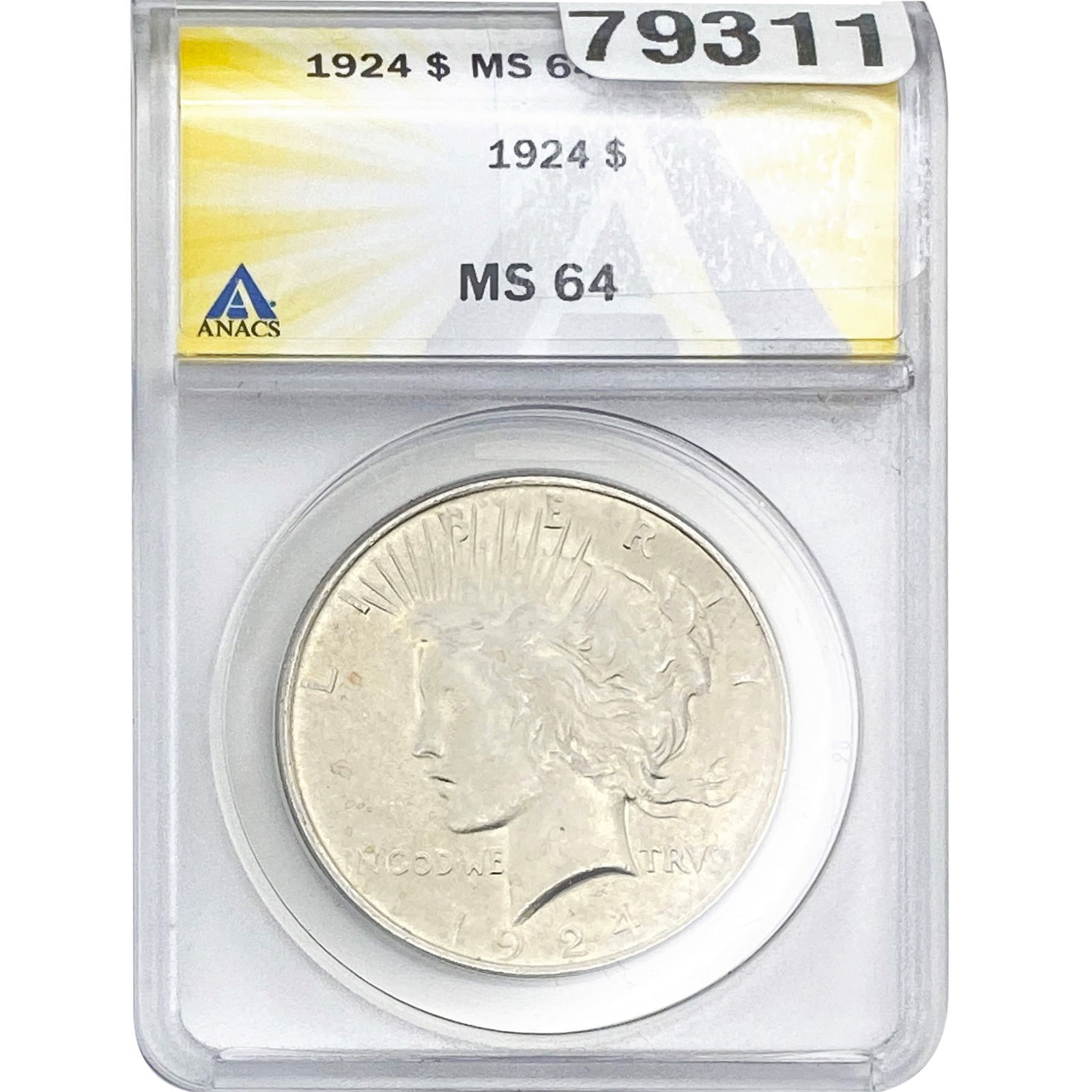 1924 Silver Peace Dollar ANACS MS64 (1 of 2)