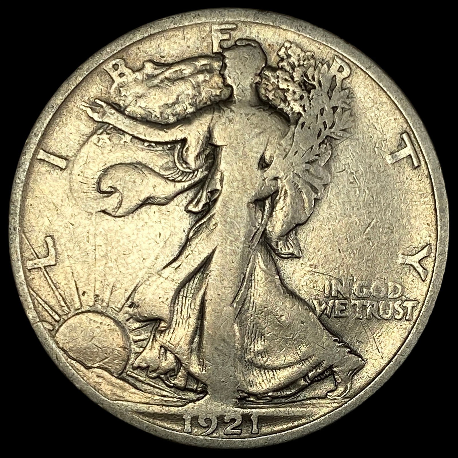1921-S Silver Walking Liberty Half Dollar  LIGHTLY CIRCULATED (1 of 2)