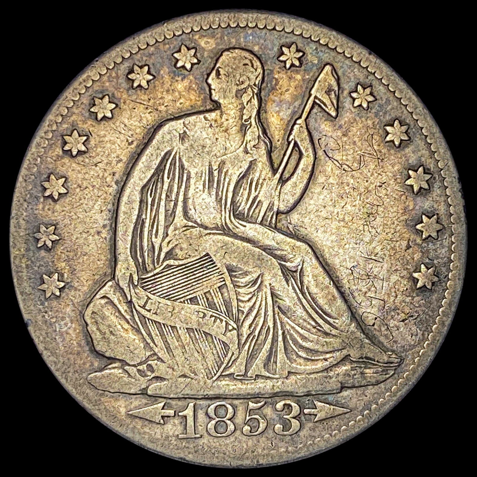1853-O A&R Silver Seated Liberty Half Dollar LIGHTLY CIRCULATED (1 of 2)