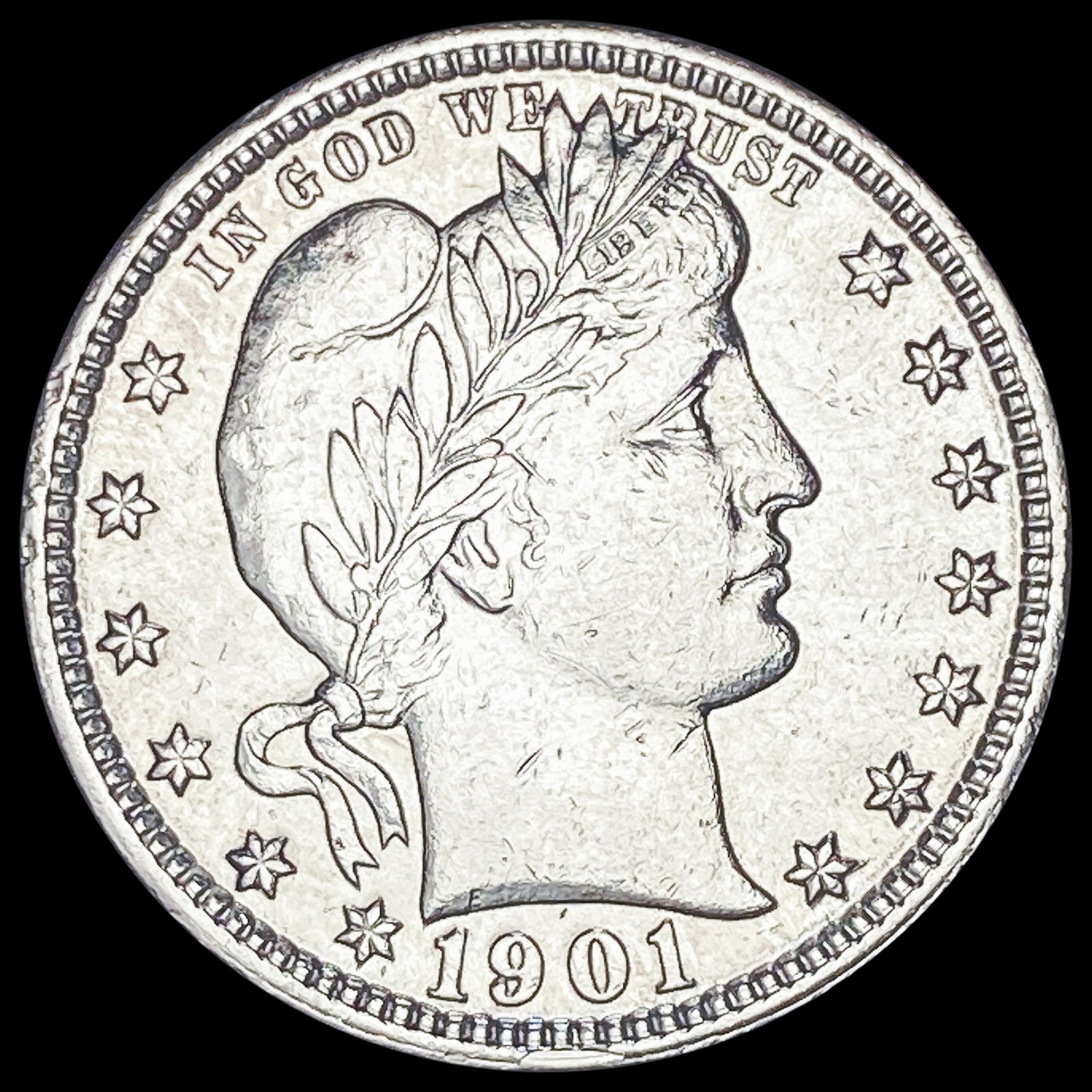 1901 Silver Barber Quarter CLOSELY  UNCIRCULATED (1 of 2)