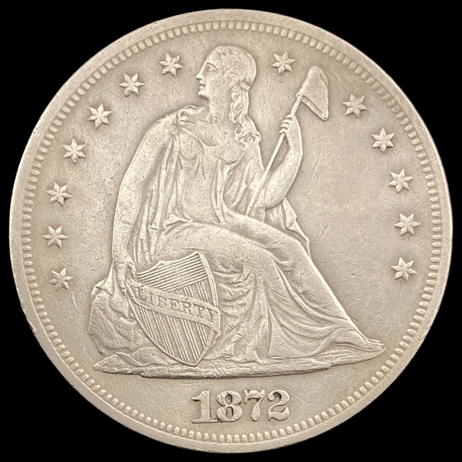 1872 Seated Liberty Silver Dollar CLOSELY UNCIRCULATED (1 of 2)