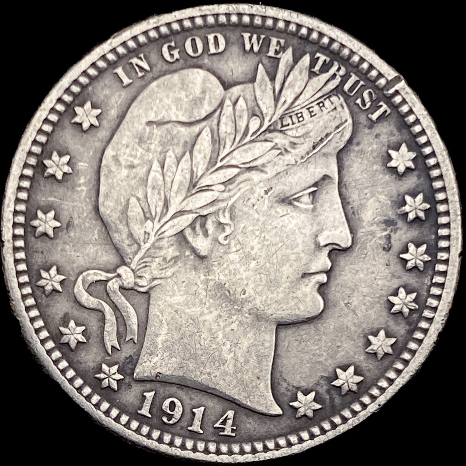 1914 Barber Silver Quarter NEARLY UNCIRCULATED (1 of 2)
