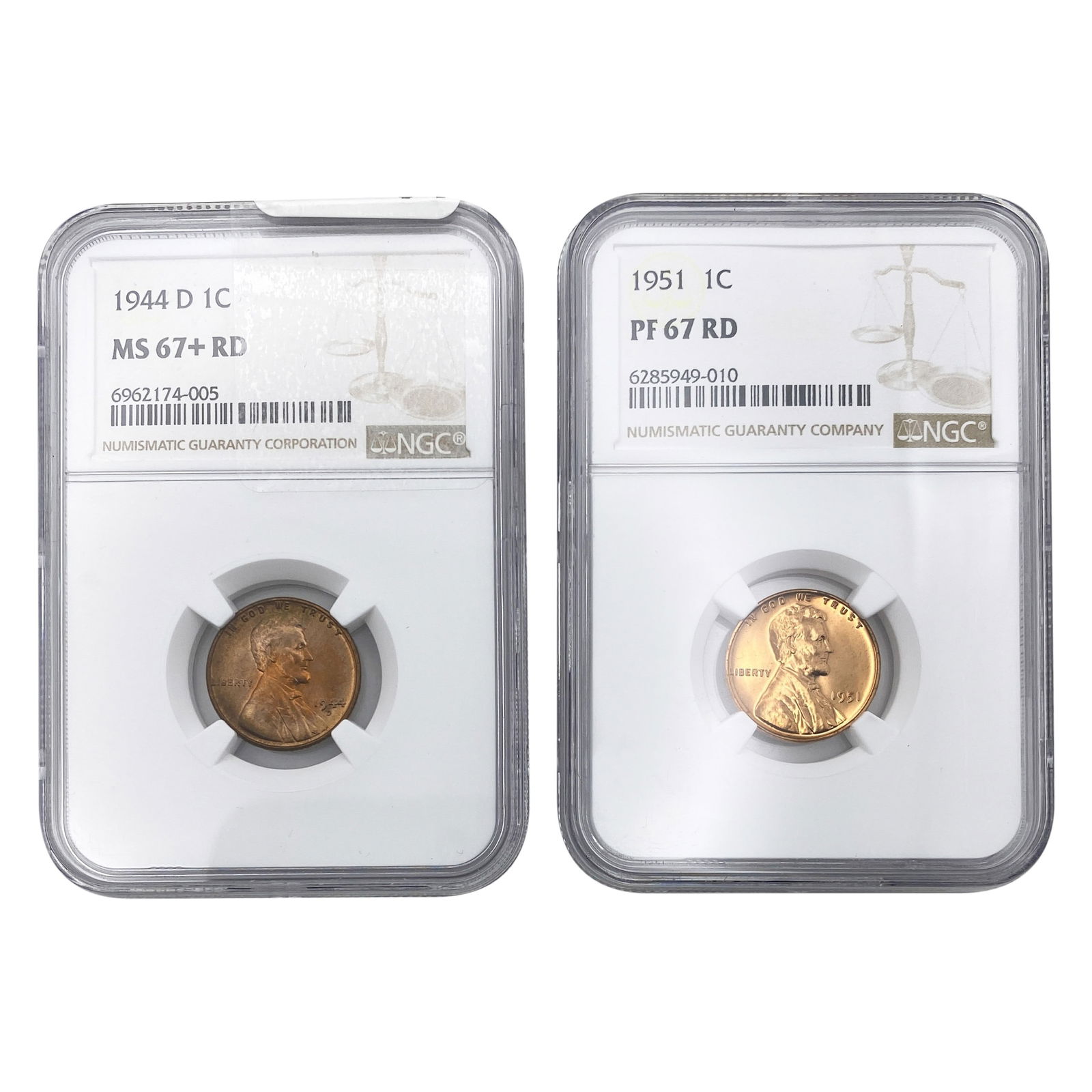 [2 Coins] 1944-1951 Wheat Cent NGC MS-PF67-67+ RD (1 of 2)