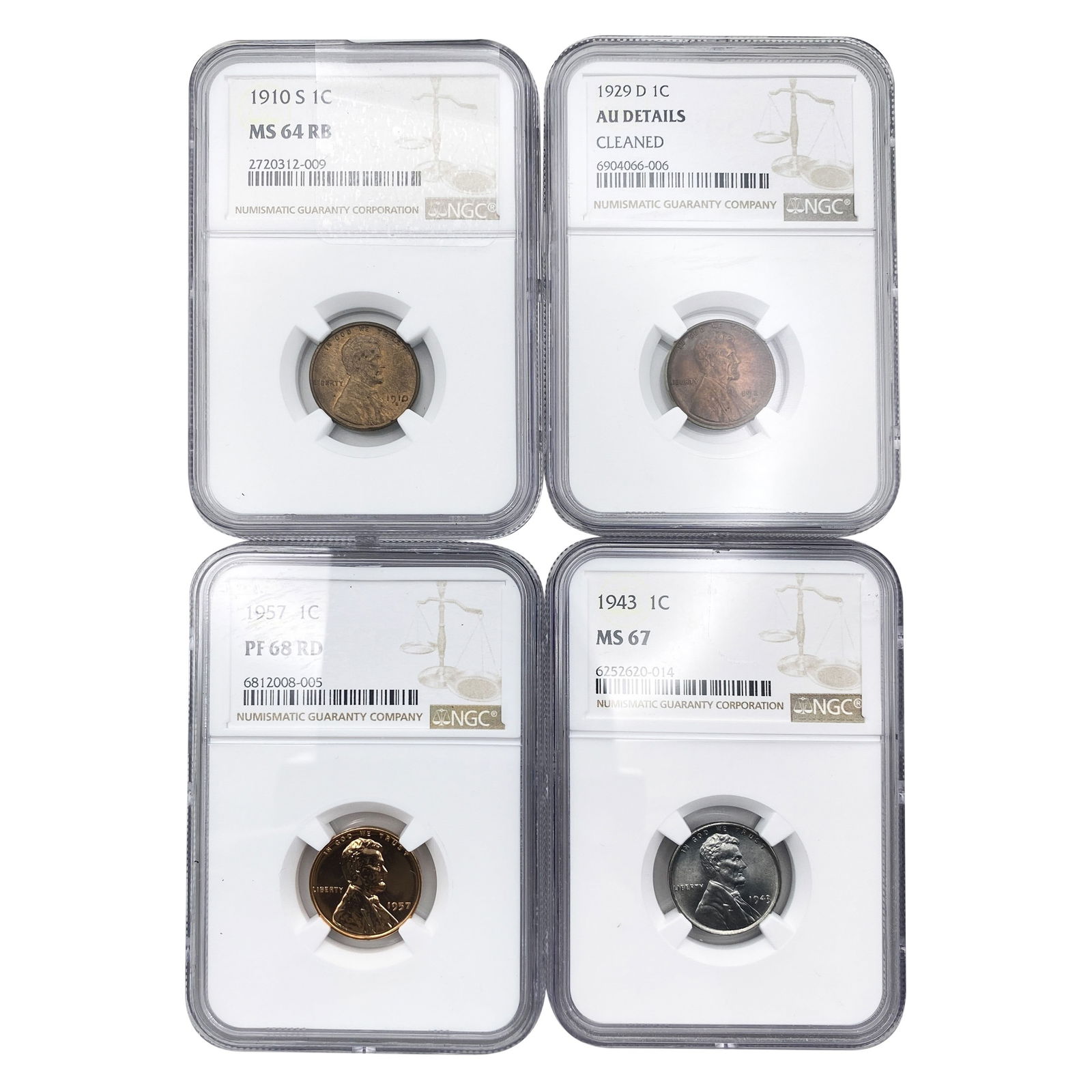 [4 Coins] 1910-1957 Wheat Cent NGC (1 of 2)