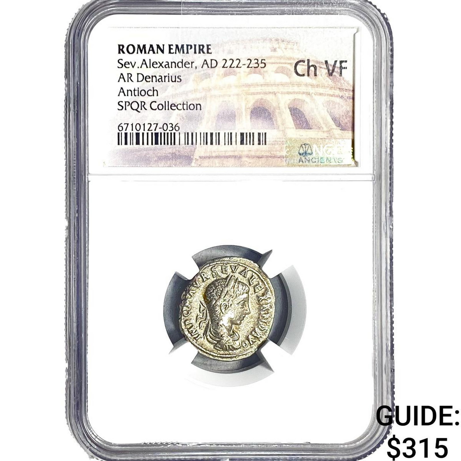 Roman Sev.Alexander, AD 222-235 AR Denarius NGC ChVF: Roman Sev.Alexander, AD 222-235 AR Denarius NGC ChVF