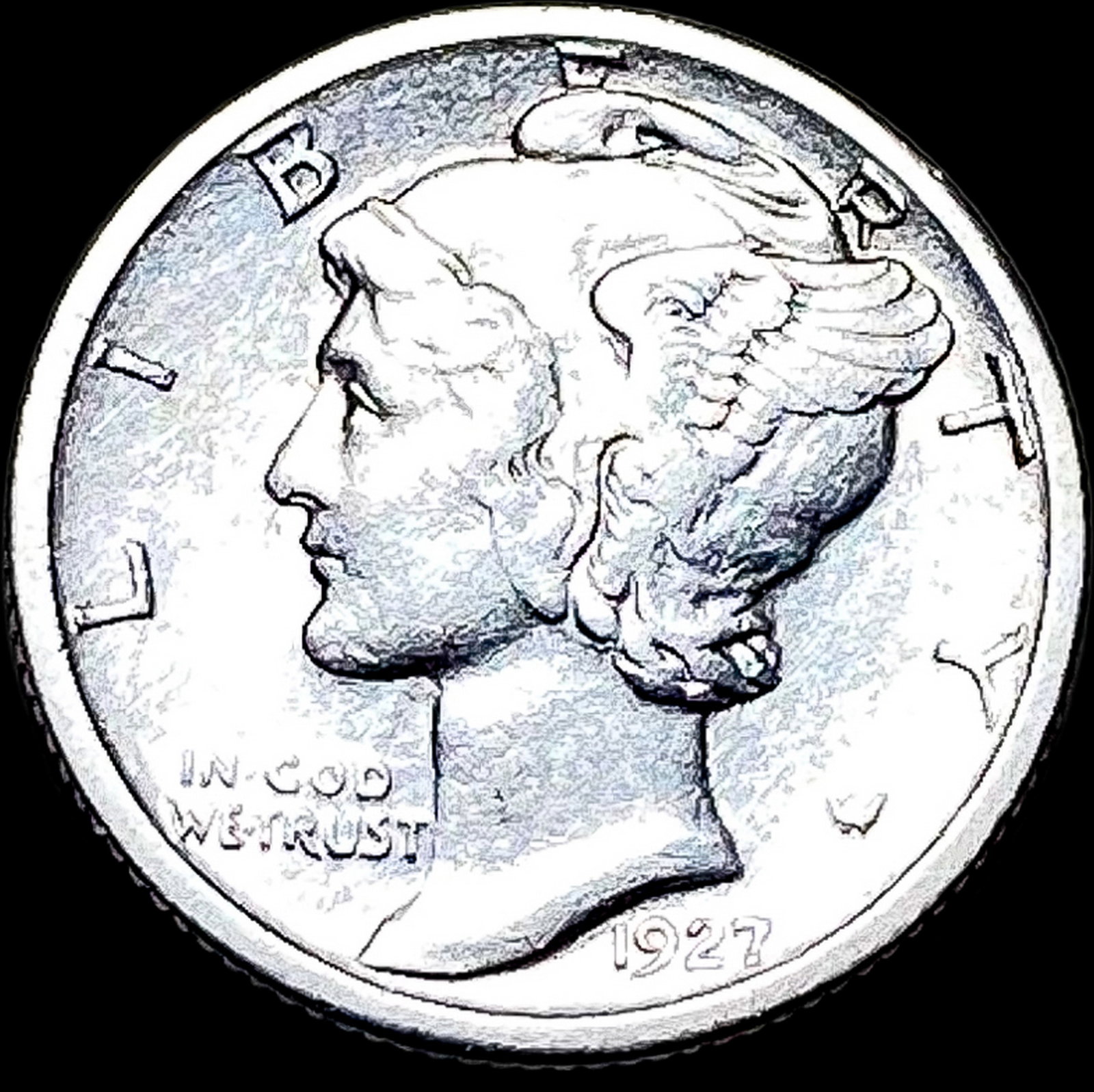 1927-S Silver Mercury Dime CLOSELY UNCIRCULATED: 1927-S Silver Mercury Dime CLOSELY UNCIRCULATED