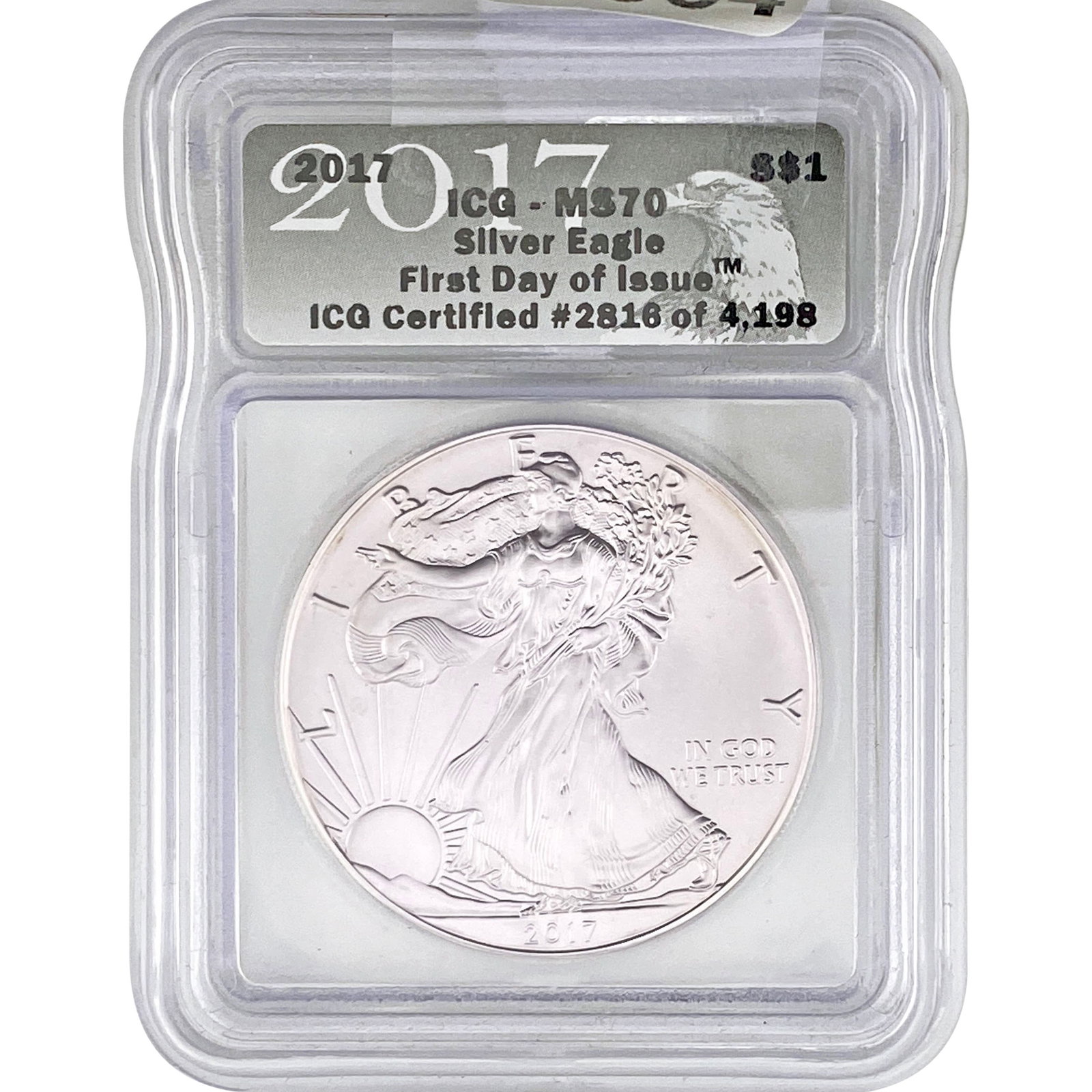 2017 Silver Eagle ICG MS70 First Day of Issue: 2017 Silver Eagle ICG MS70 First Day of Issue