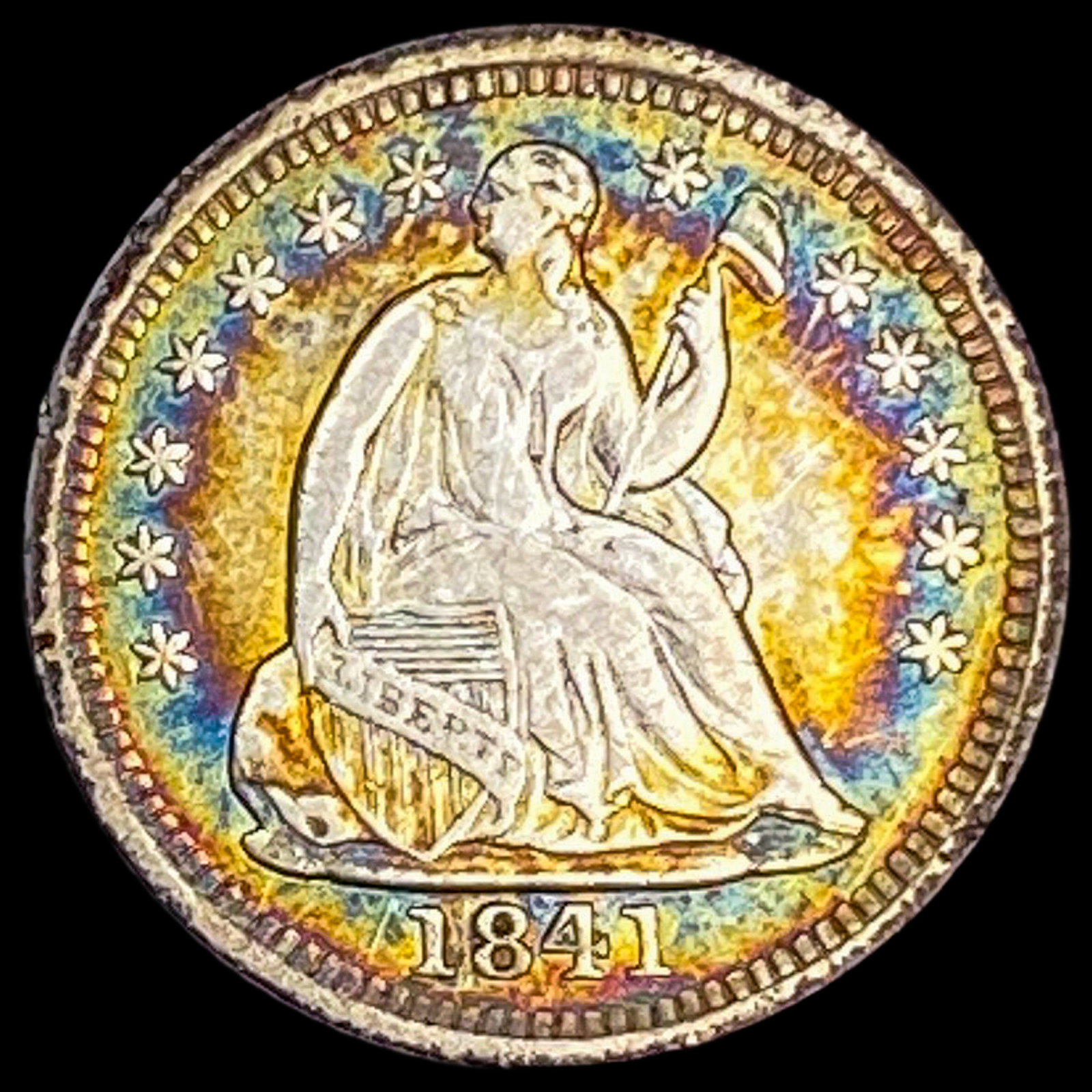 1841 Seated Liberty Half Dime NEARLY UNCIRCULATED: 1841 Seated Liberty Half Dime NEARLY UNCIRCULATED