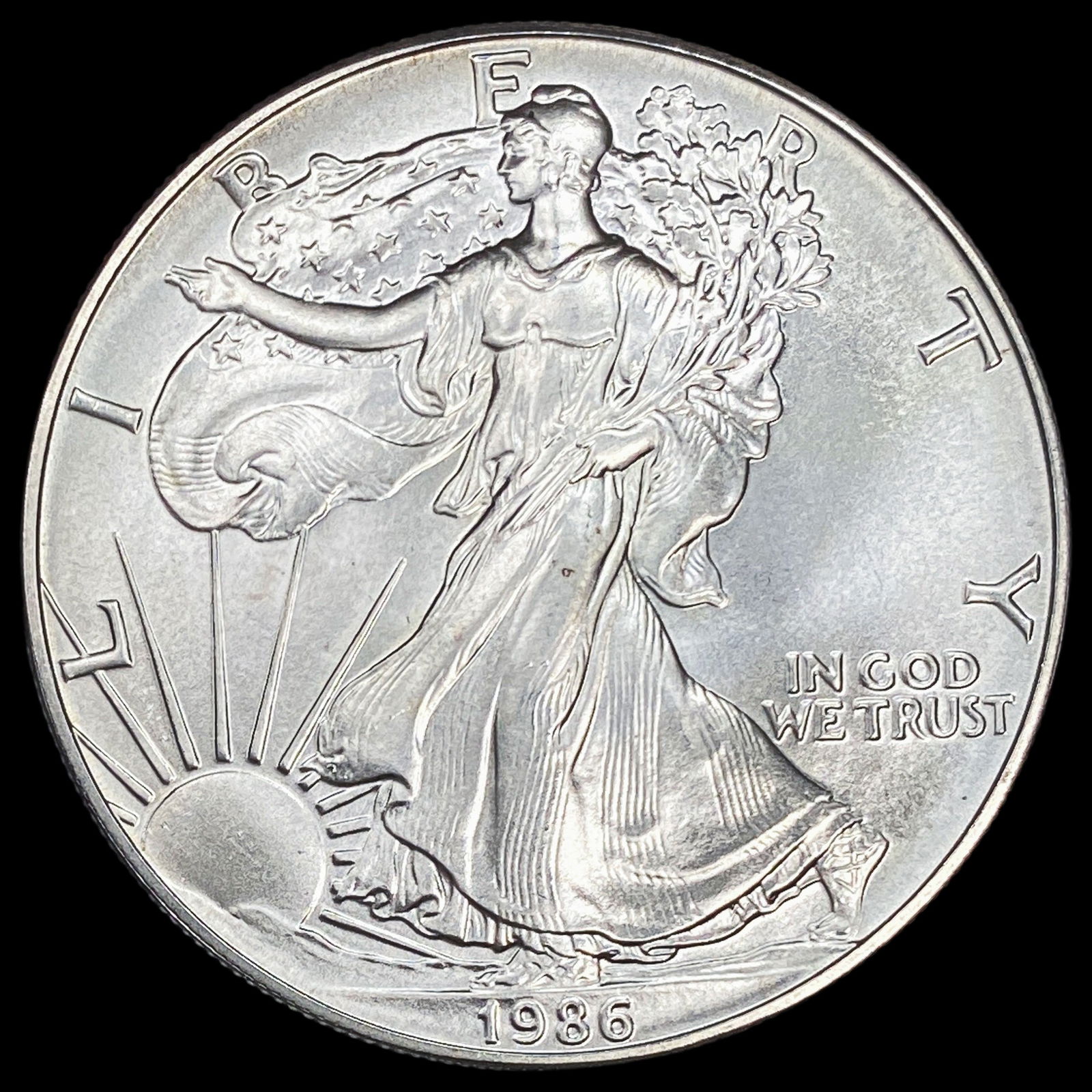 1986 1oz Silver American Eagle SUPERB GEM BU: 1986 1oz Silver American Eagle SUPERB GEM BU