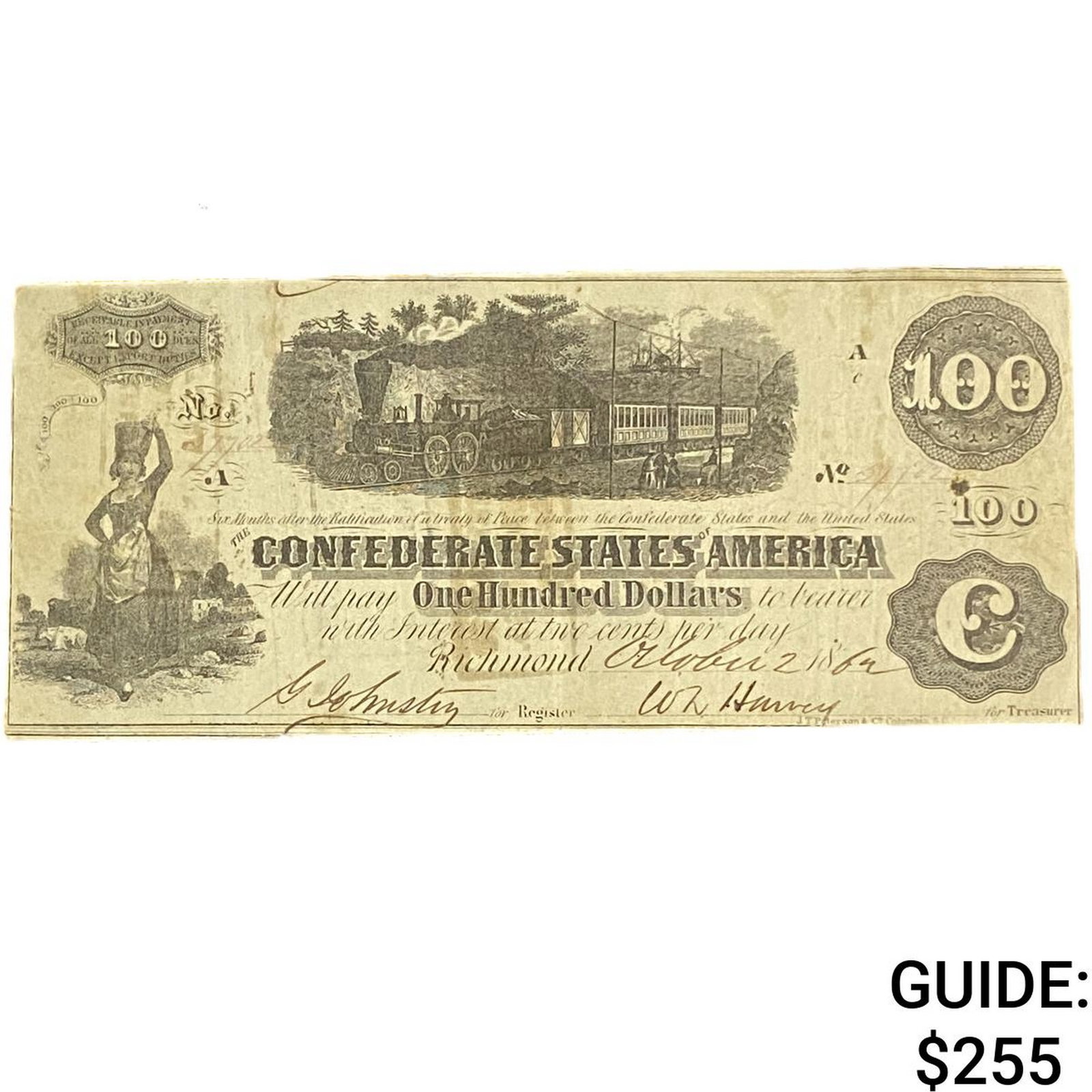 1864 $100 Confederate States America Richmond: 1864 $100 Confederate States America Richmond
