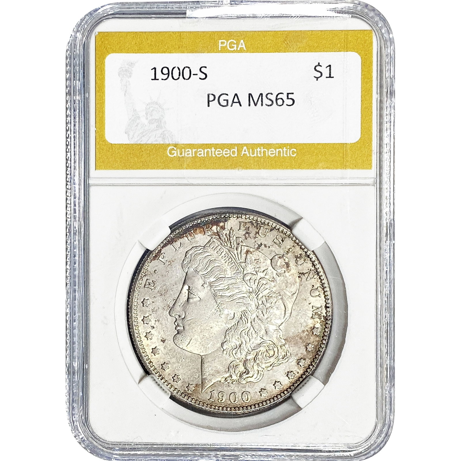 1900-S Morgan Silver Dollar PGA MS65: 1900-S Morgan Silver Dollar PGA MS65