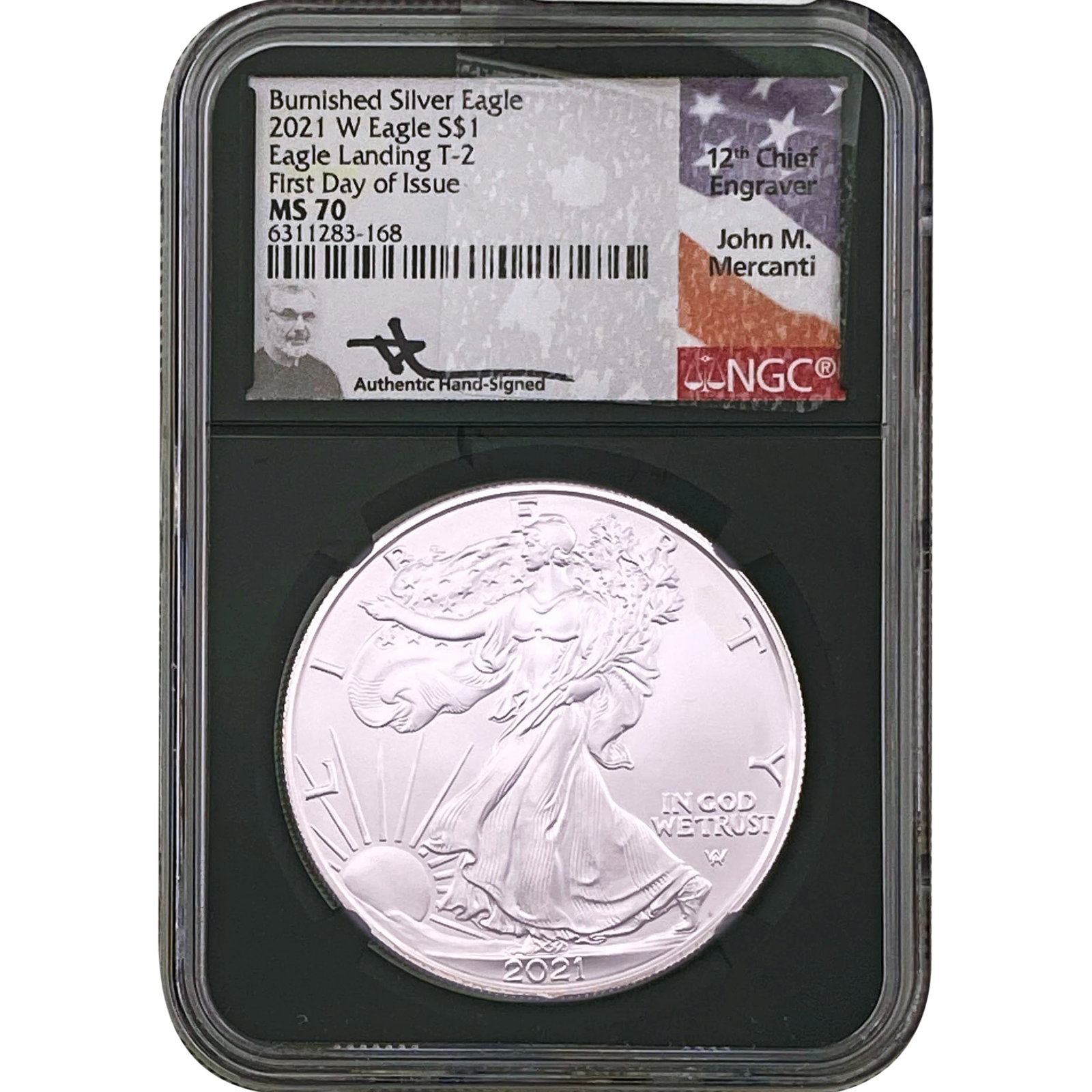 2021-W Silver Eagle NGC MS70 Eagle Landing T-2: 2021-W Silver Eagle NGC MS70 Eagle Landing T-2