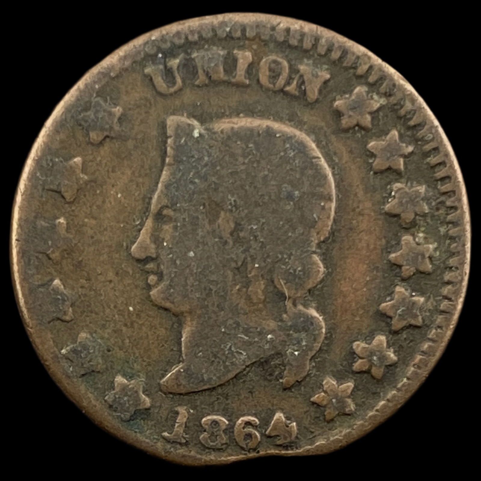 1864 Civil War Token-Our Card NICELY CIRCULATED (1 of 2)