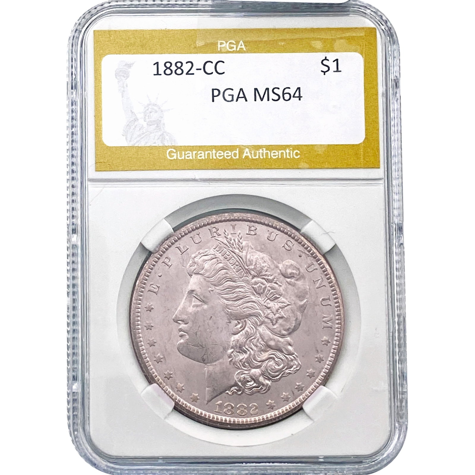 1882-CC Morgan Silver Dollar PGA MS64: 1882-CC Morgan Silver Dollar PGA MS64