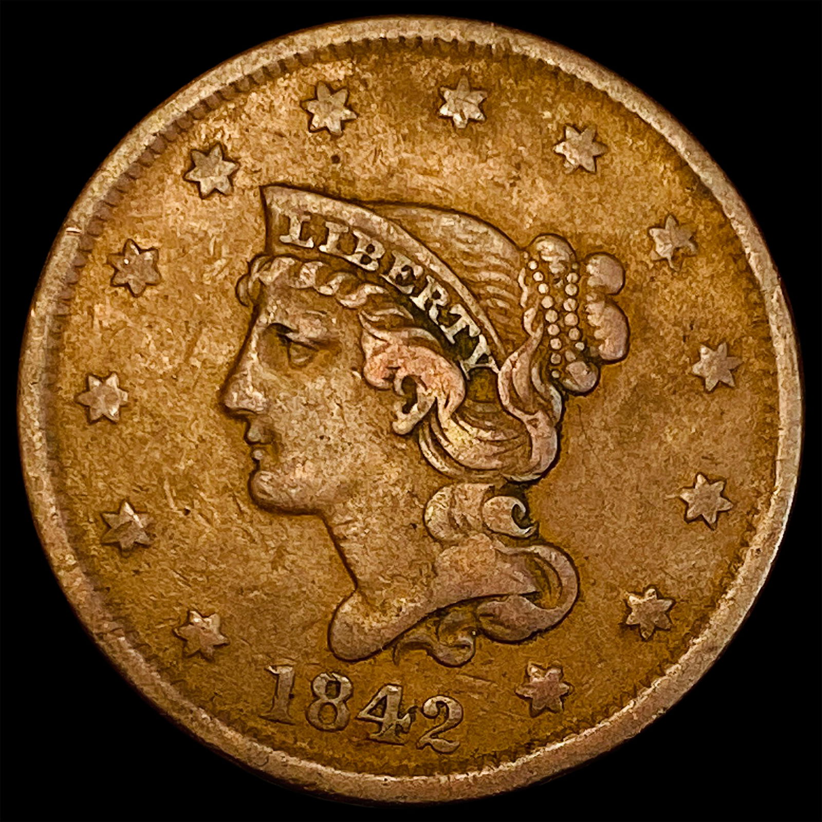 1842 Braided Hair Large Cent ABOUT UNCIRCULATED (1 of 2)