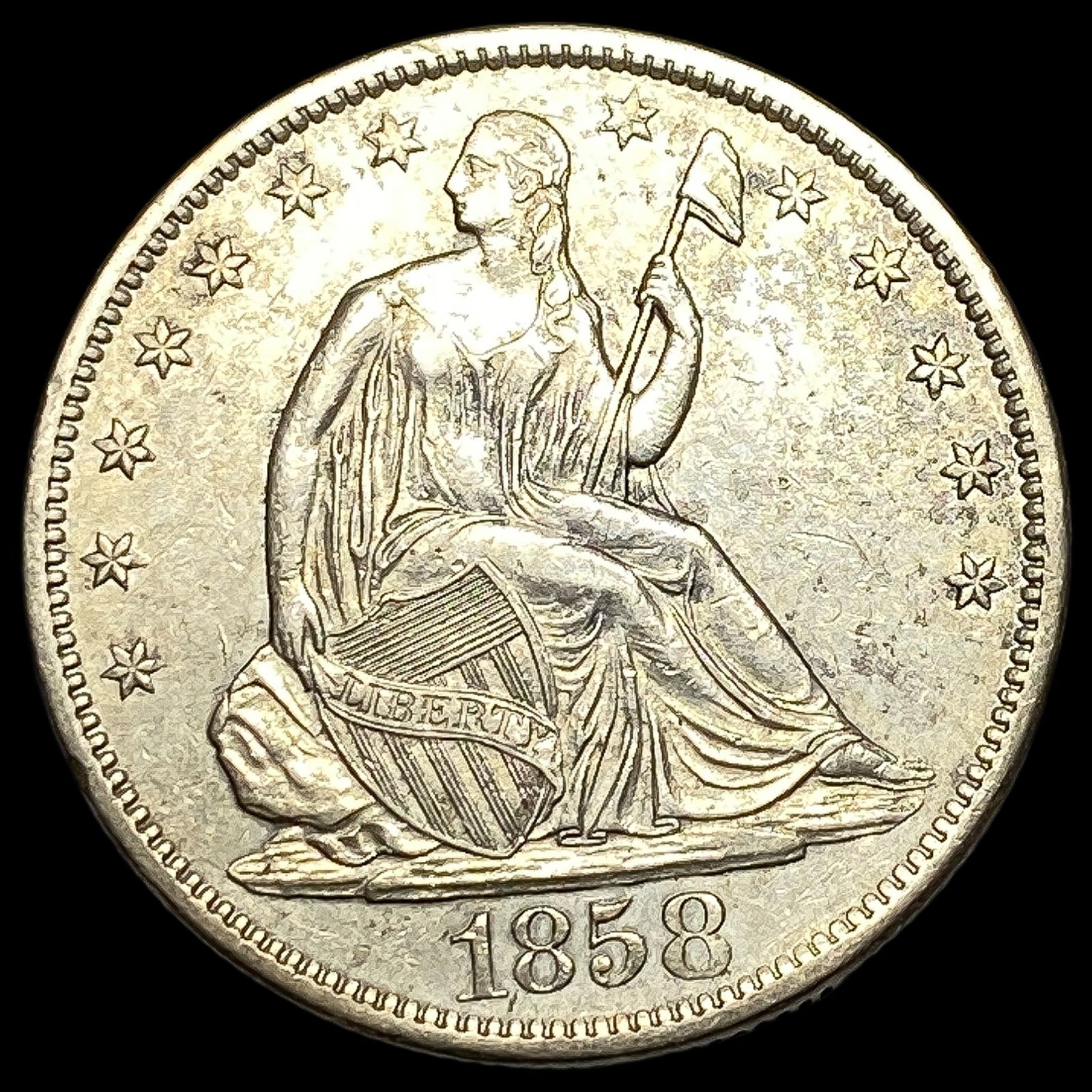 1858-S Silver Half Dollar CLOSELY UNCIRCULATED (1 of 2)