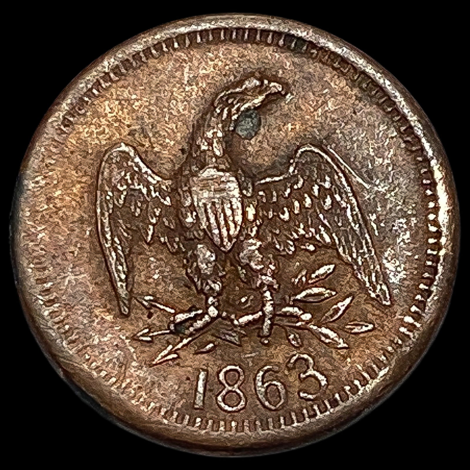 1863 Copper Civil War Token I. Teller Milwaukee. NEARLY UNCIRCULATED (1 of 2)