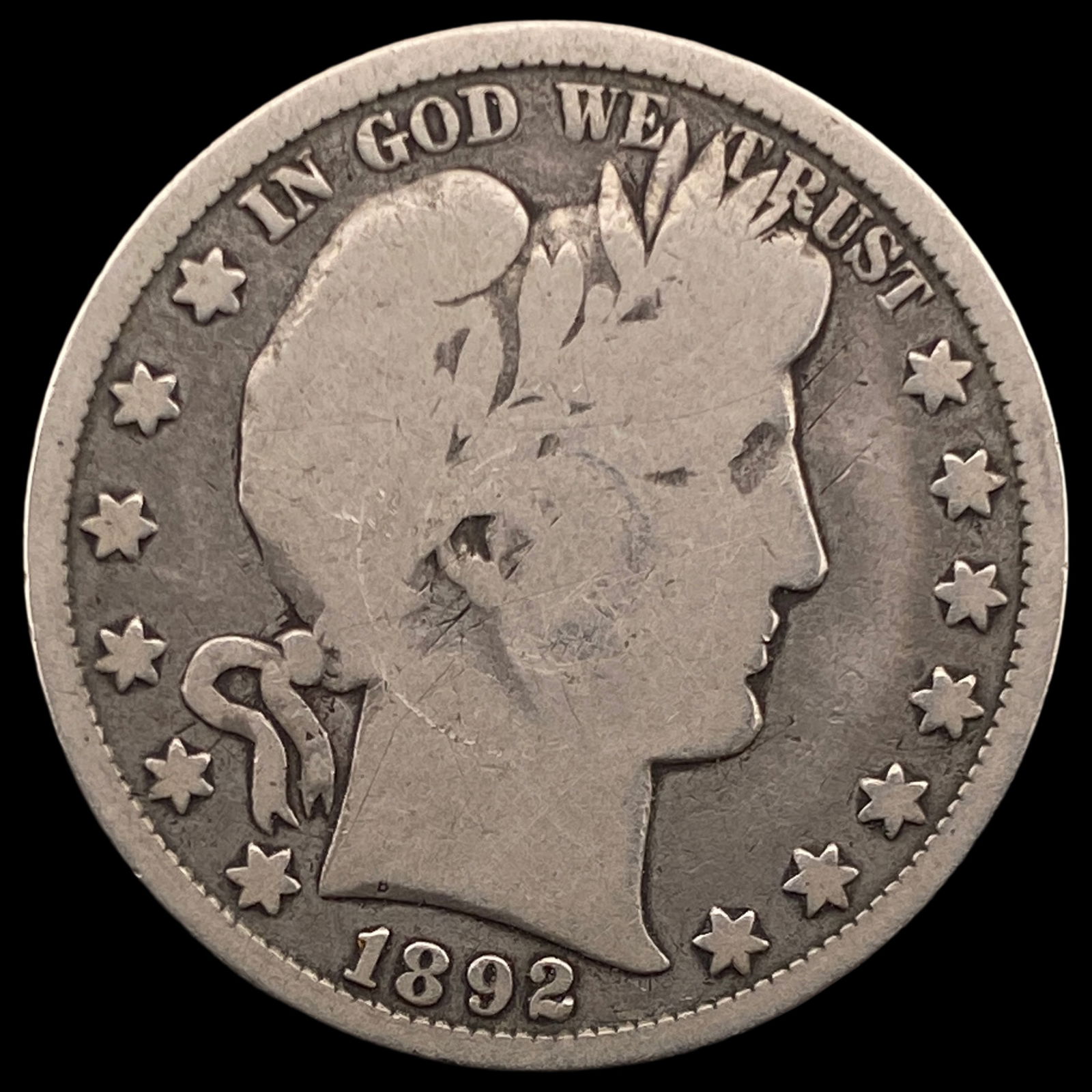 1892 Silver Barber Half Dollar LIGHTLY CIRCULATED (1 of 2)