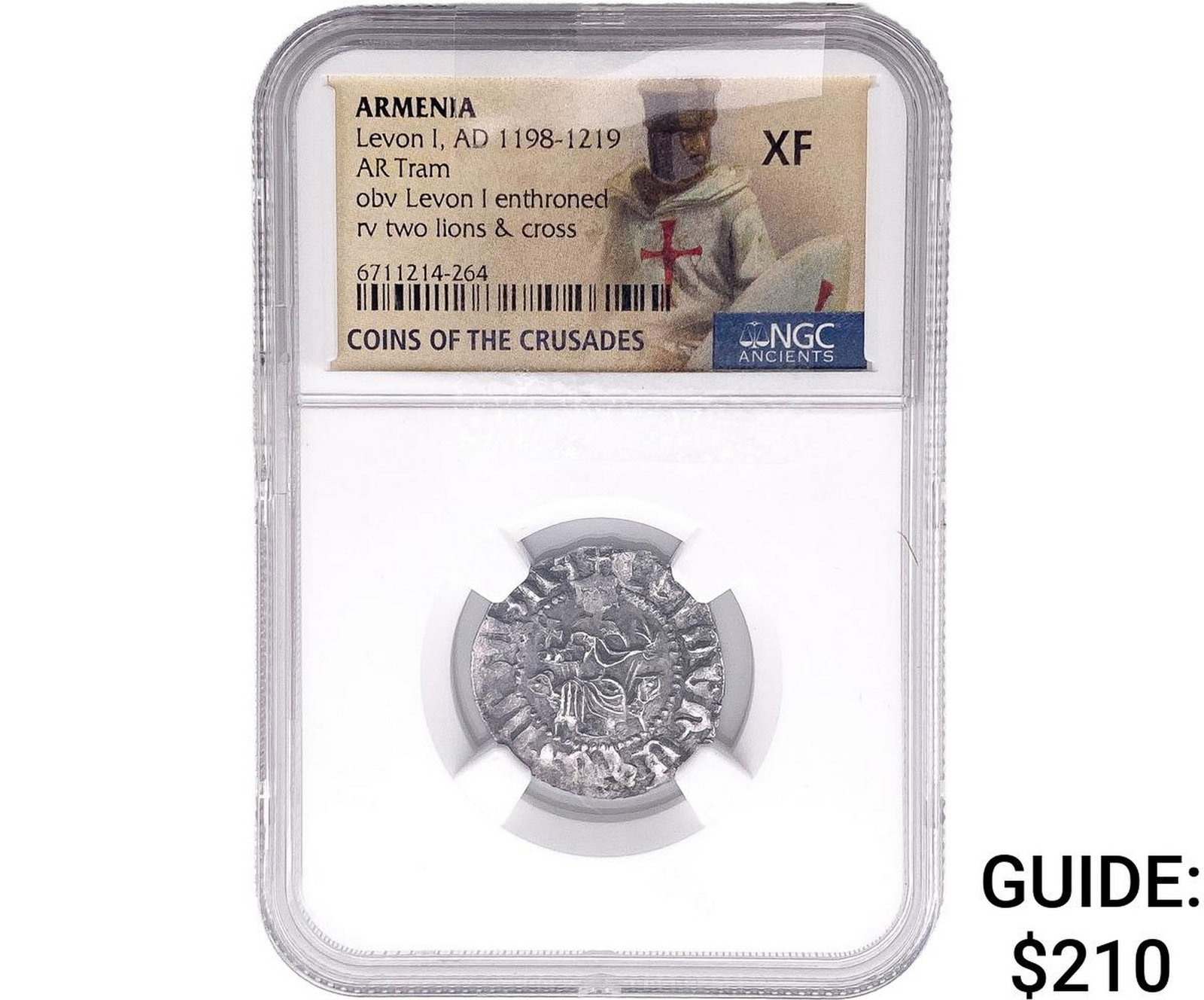 1198-1219 AD Armenia Levon I AR Tram NGC XF: 1198-1219 AD Armenia Levon I AR Tram NGC XF