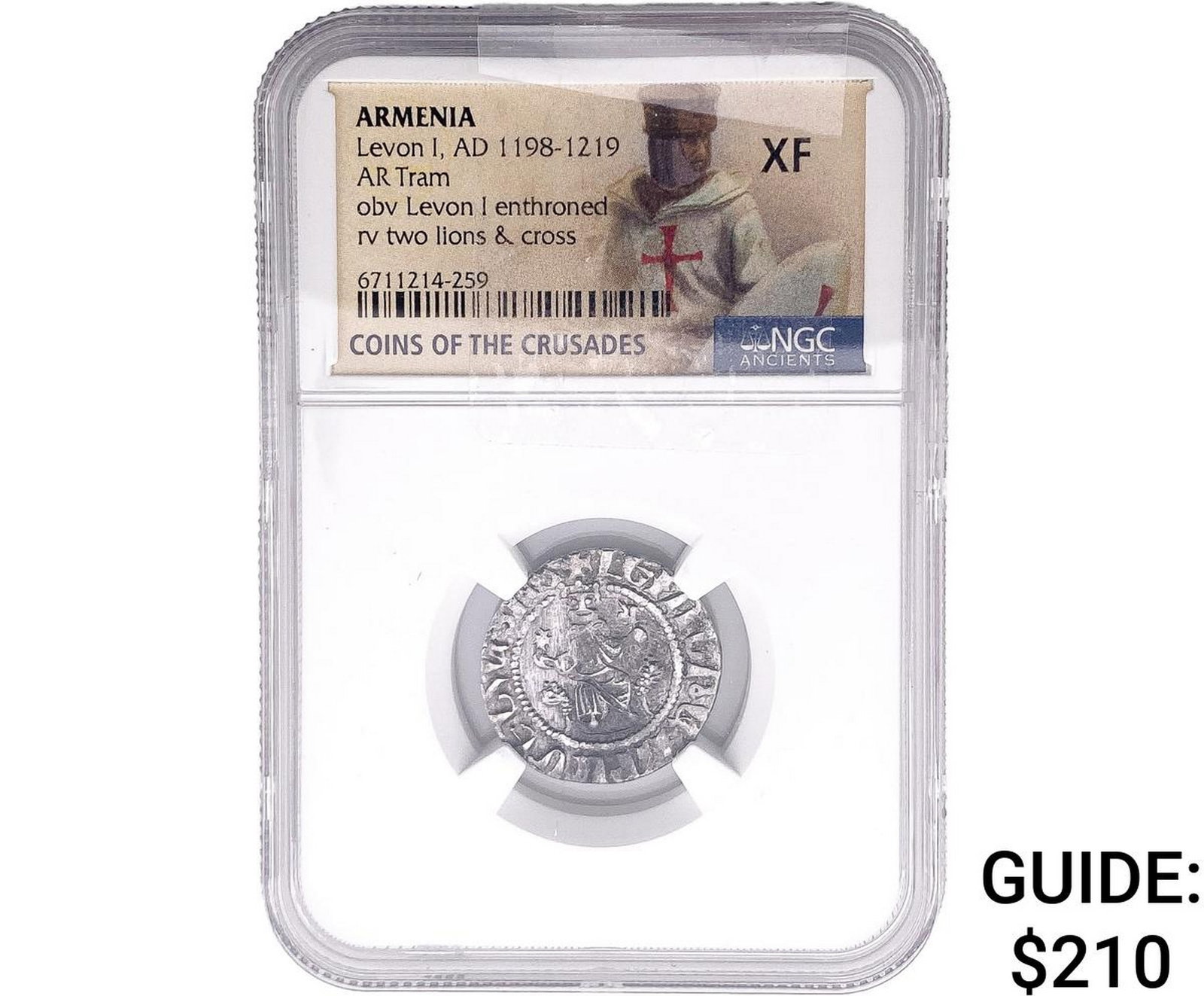 1198-1219 AD Armenia Levon I AR Tram NGC XF: 1198-1219 AD Armenia Levon I AR Tram NGC XF