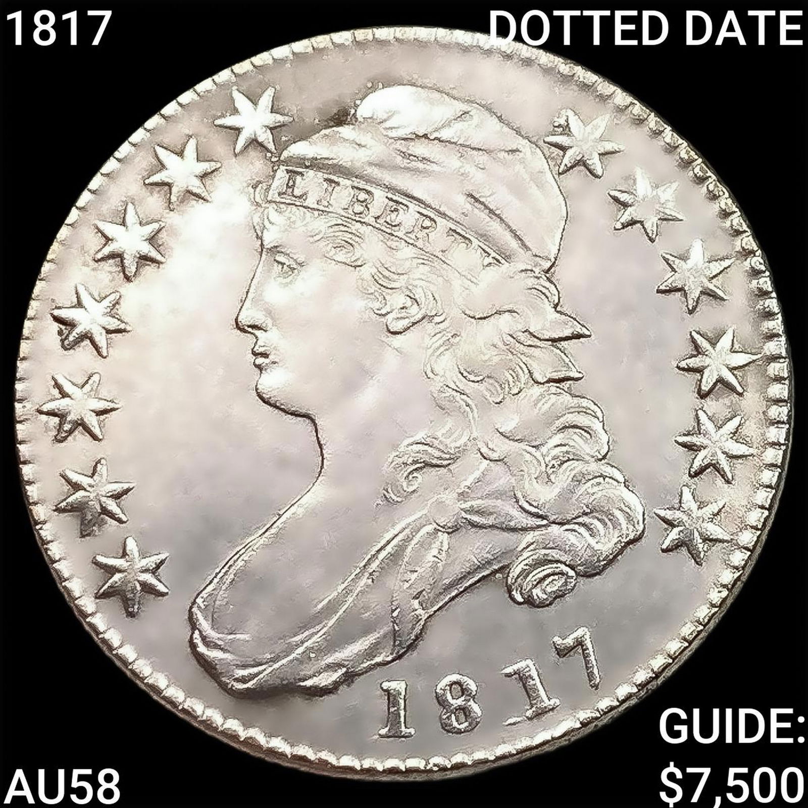 1817 DOTTED DATE Capped Bust Half Dollar CHOICE AU (1 of 2)