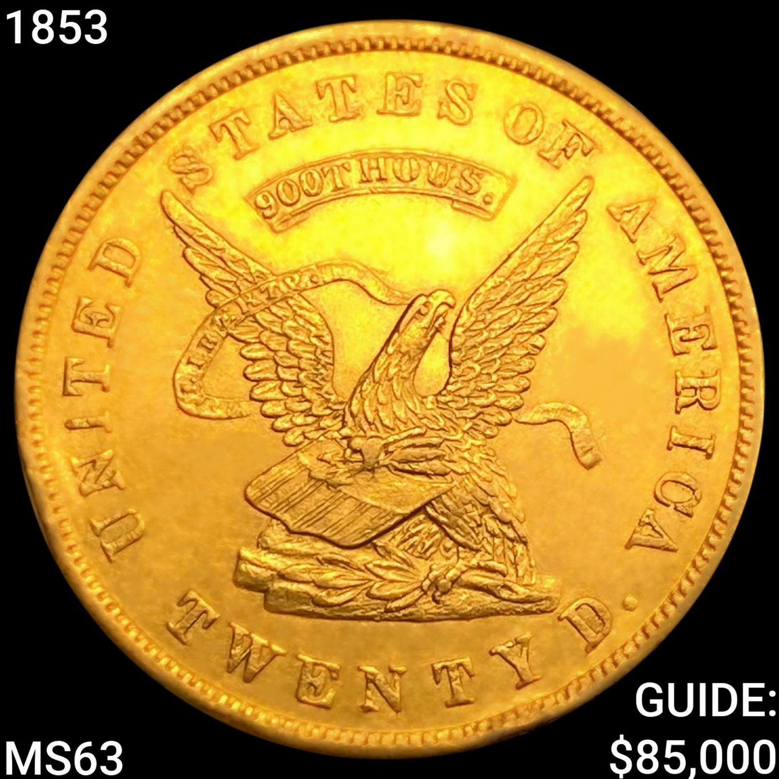 1853 "900" California $20 Gold Assay CHOICE BU (1 of 2)