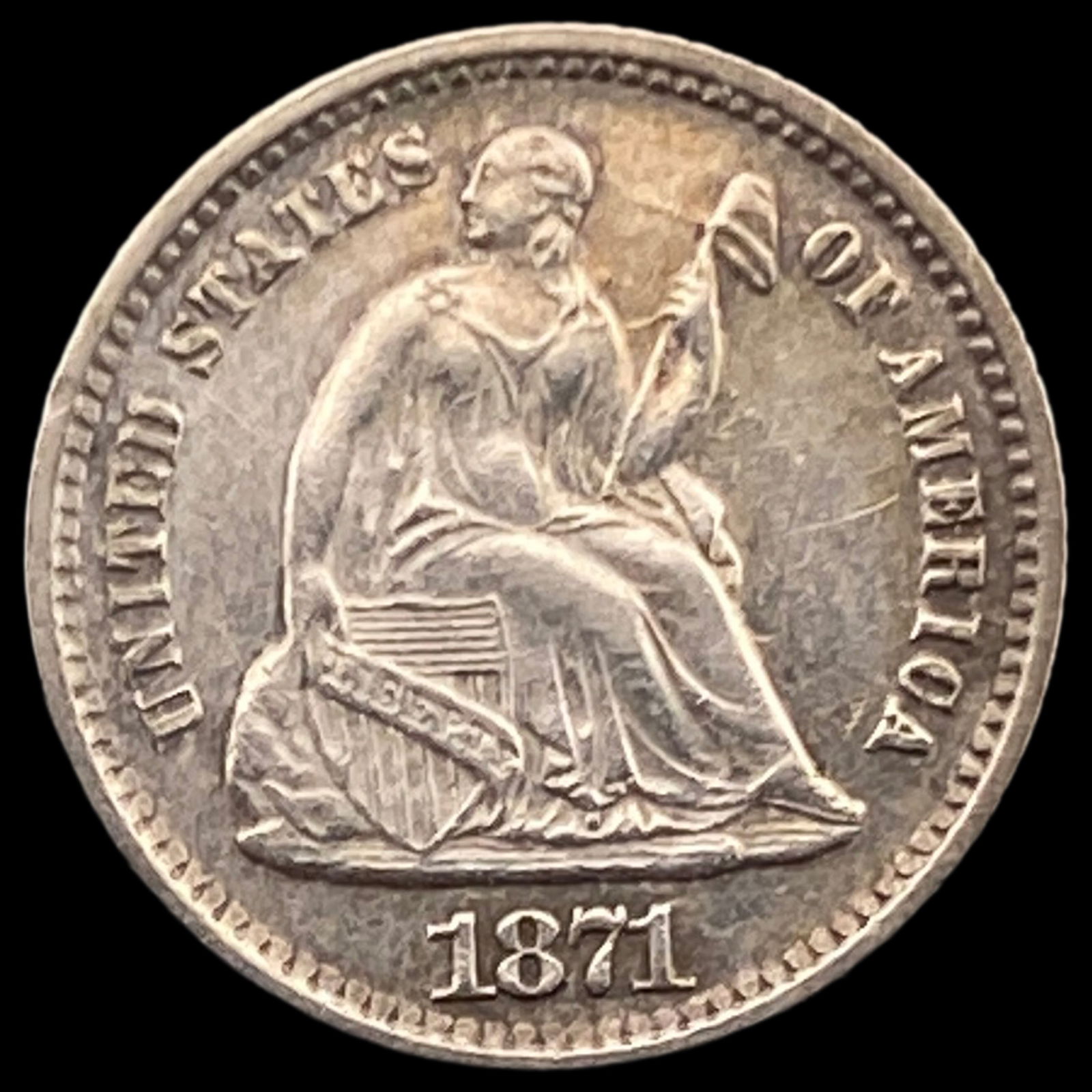 1871 Seated Liberty Half Dime CLOSELY UNCIRCULATED (1 of 2)