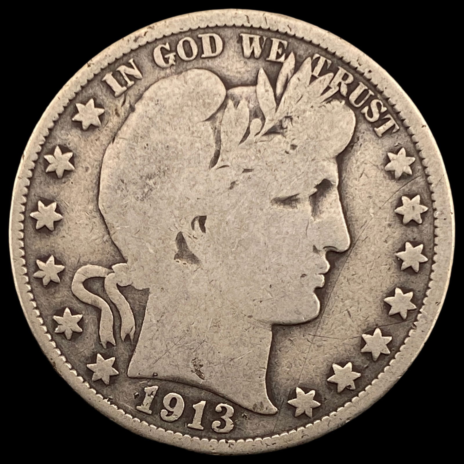 1913 Silver Barber Half Dollar NICELY CIRCULATED (1 of 2)