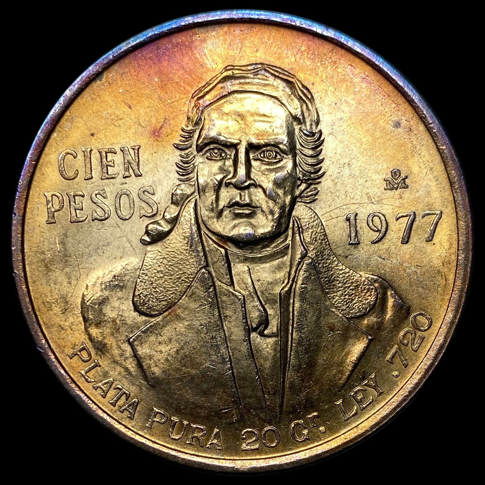 1977 Toned Mexico Silver 100 Pesos GEM BU (1 of 2)