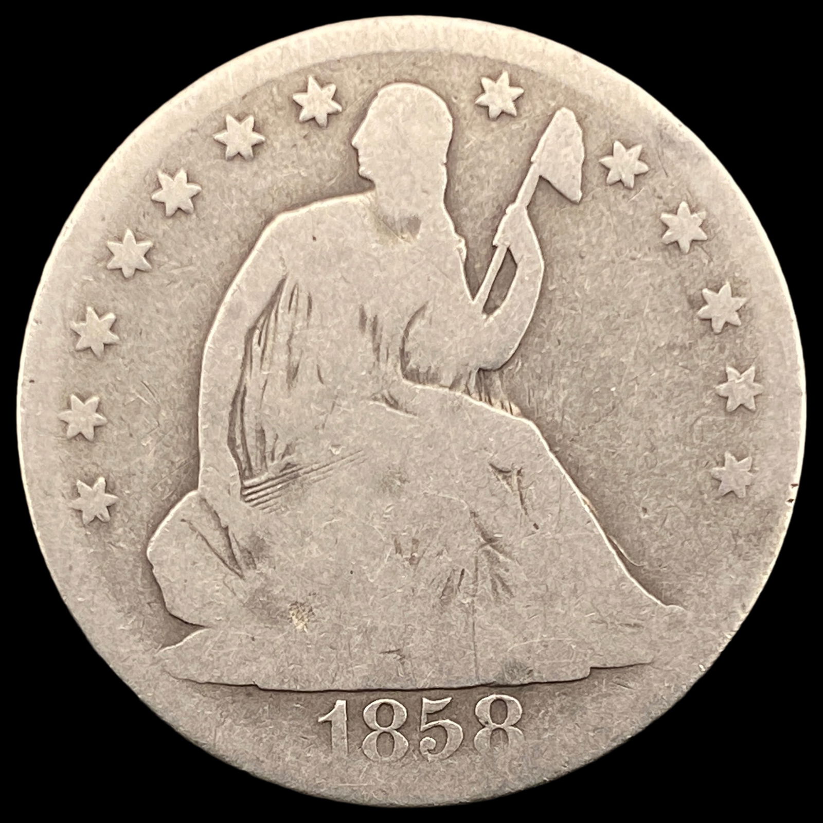 1858-O Silver Seated Liberty Half Dollar NICELY CIRCULATED (1 of 2)