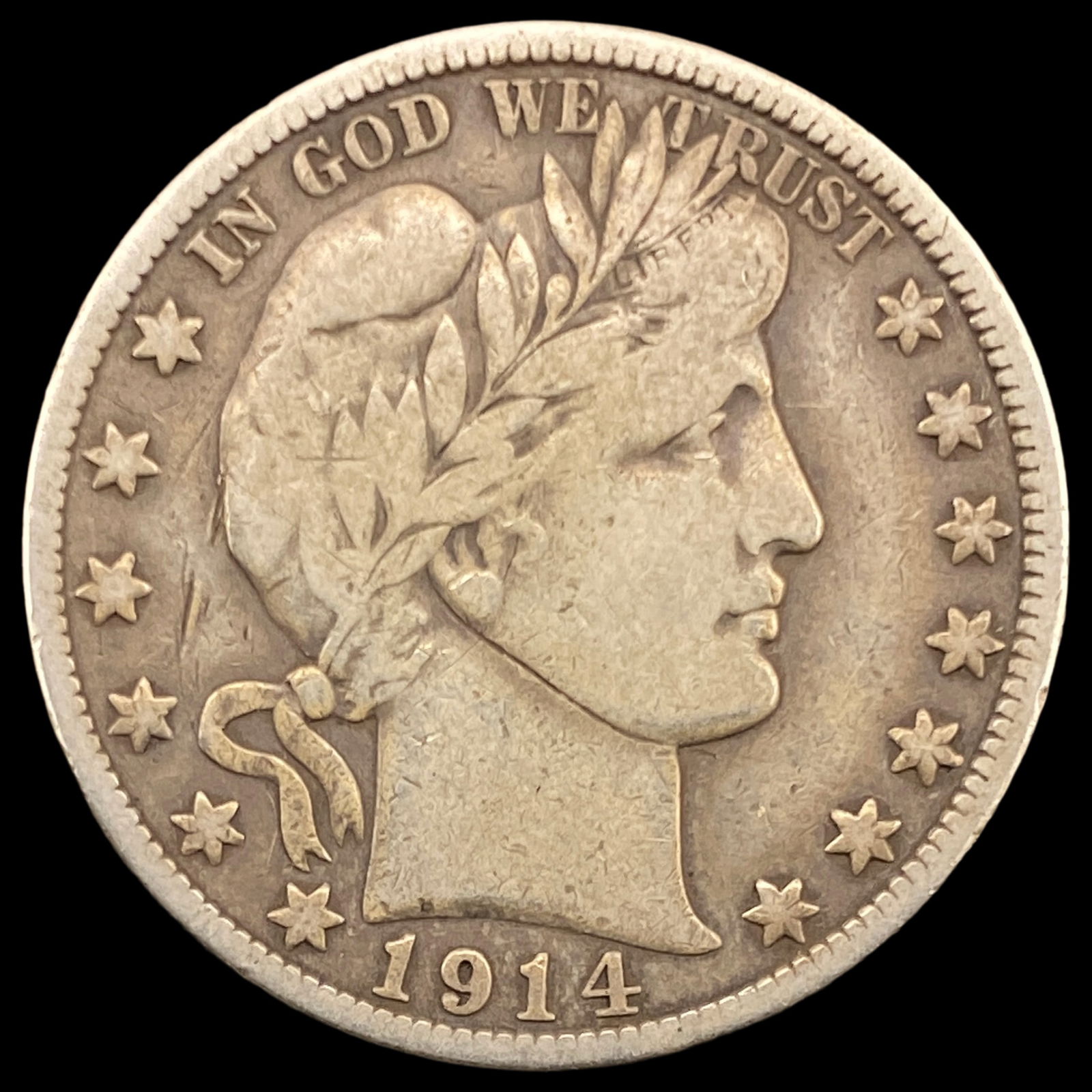 1914-S Silver Barber Half Dollar LIGHTLY CIRCULATED (1 of 2)