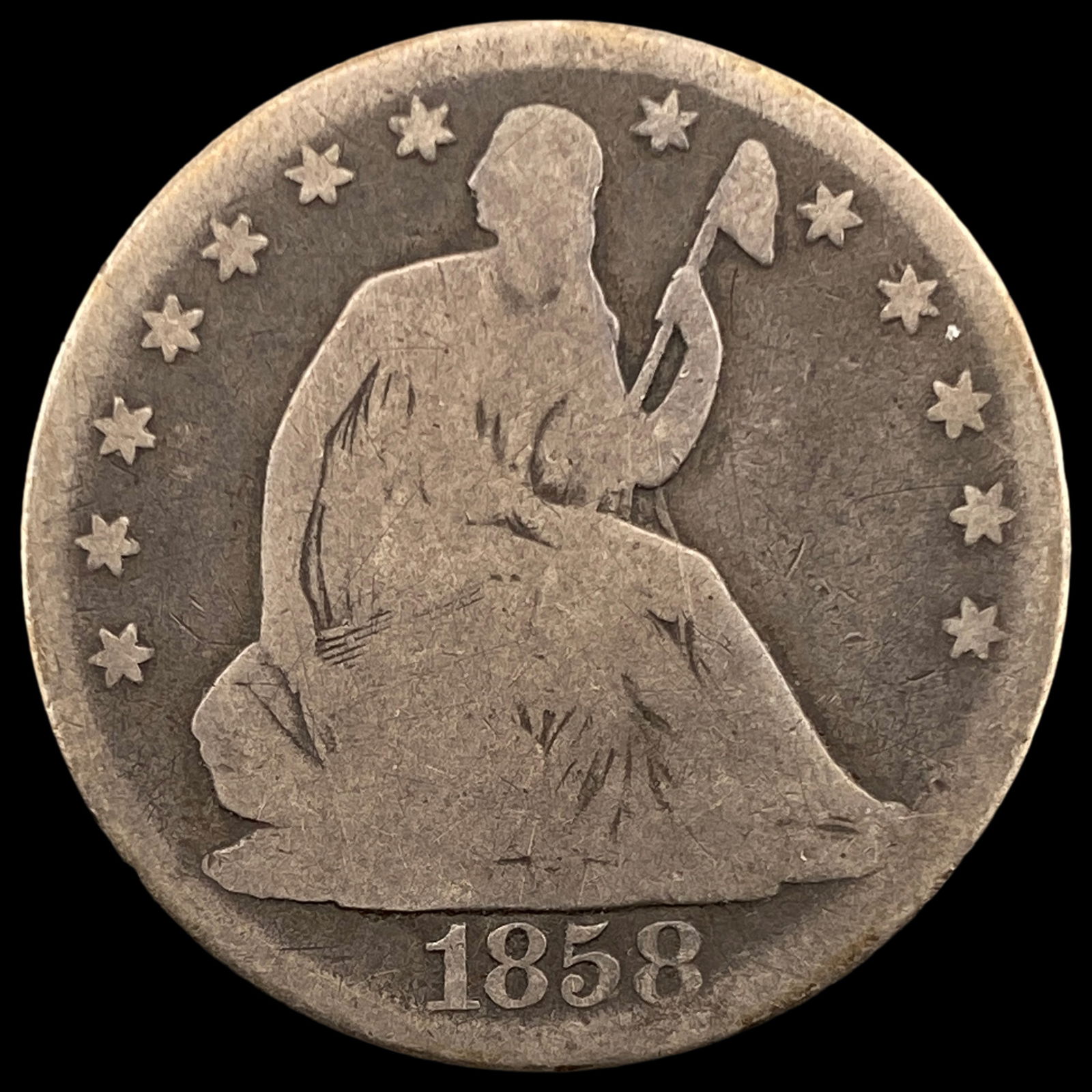 1858-O Silver Seated Liberty Half Dollar NICELY CIRCULATED (1 of 2)