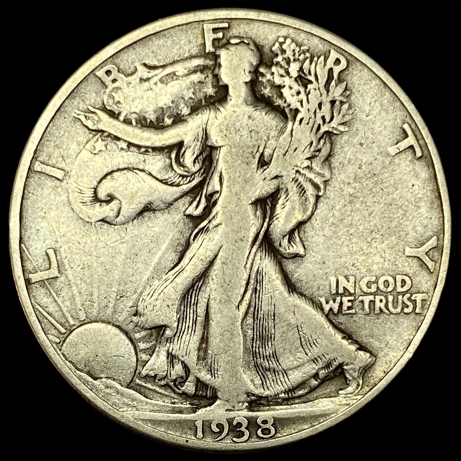 1938-D Silver Walking Liberty Half Dollar  NICELY CIRCULATED (1 of 2)