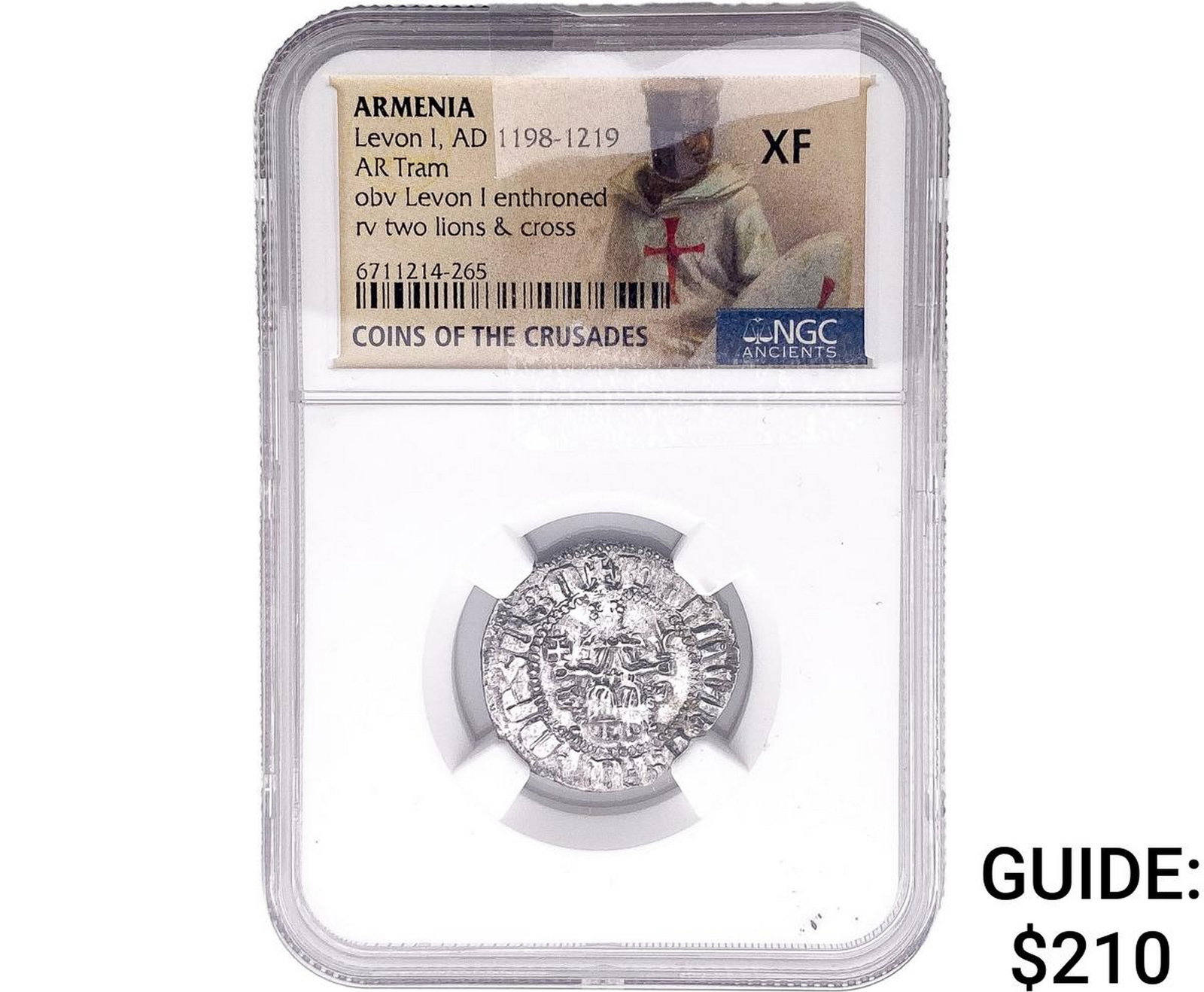 1198-1219 AD Armenia Levon I AR Tram NGC XF: 1198-1219 AD Armenia Levon I AR Tram NGC XF