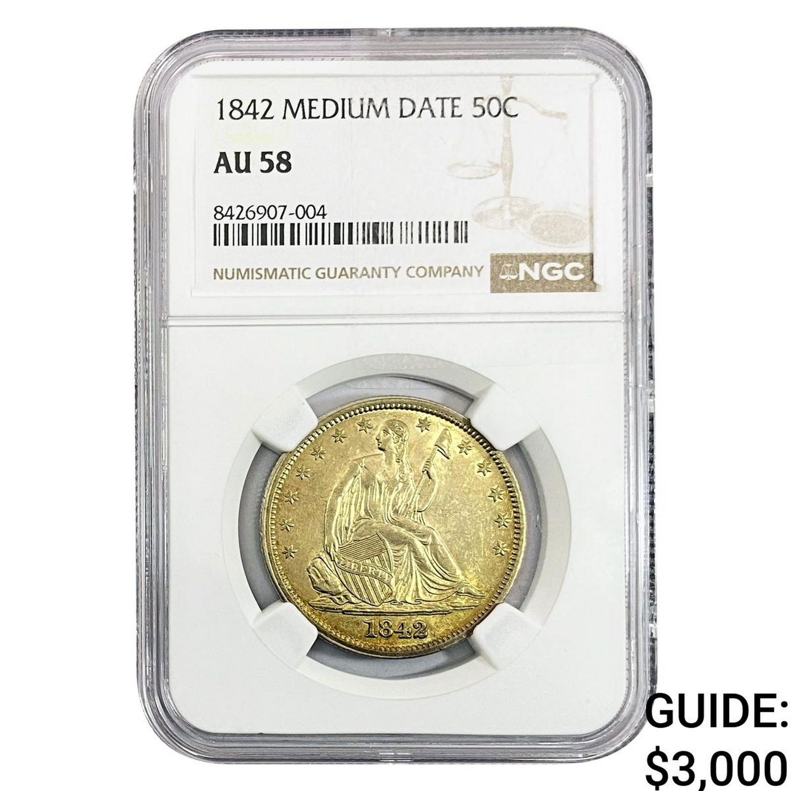 1842 Seated Liberty Half Dollar NGC AU58 Med Date (1 of 2)