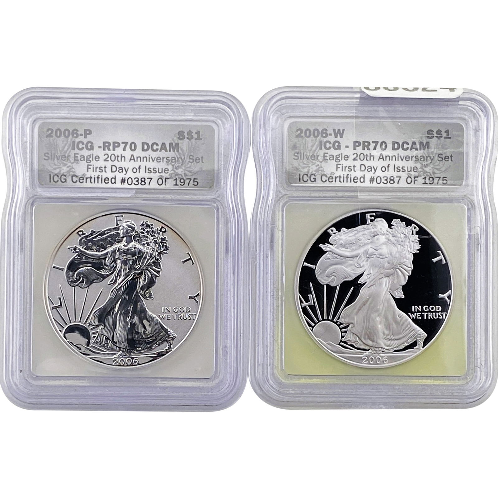 [2 Coins] 2006-W,P Silver Eagle ICG PR,RP70 DCAM (1 of 2)