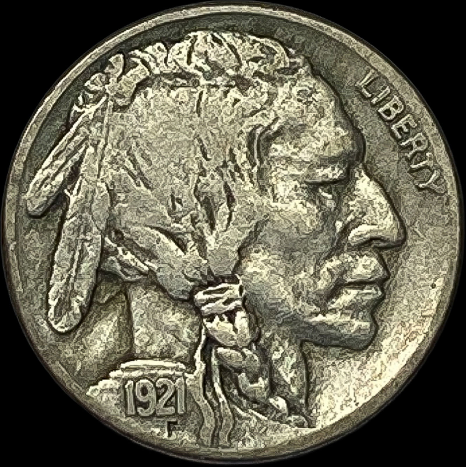 1921-S Nickel Buffalo Five Cents NEARLY  UNCIRCULATED (1 of 2)