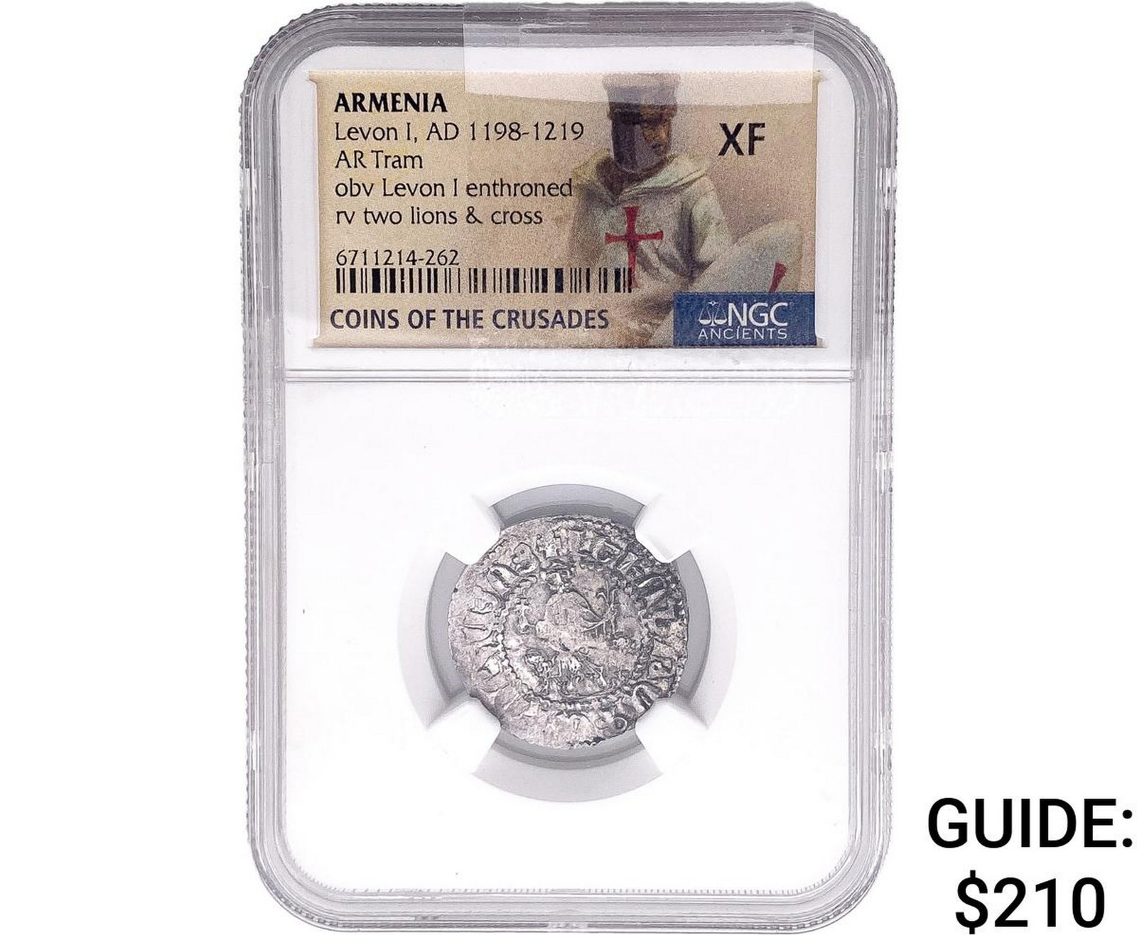 1198-1219 AD Armenia Levon I AR Tram NGC XF: 1198-1219 AD Armenia Levon I AR Tram NGC XF