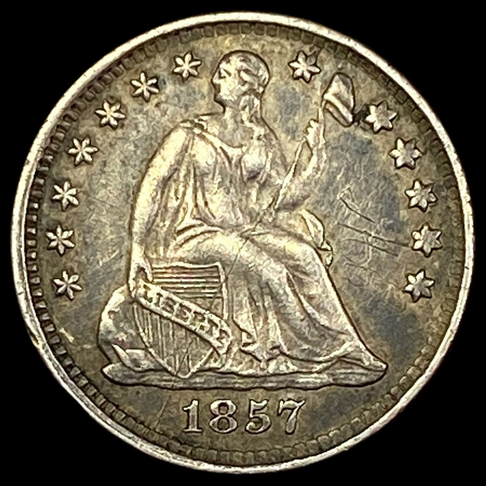 1857 Seated Liberty Half Dime CLOSELY  UNCIRCULATED (1 of 2)