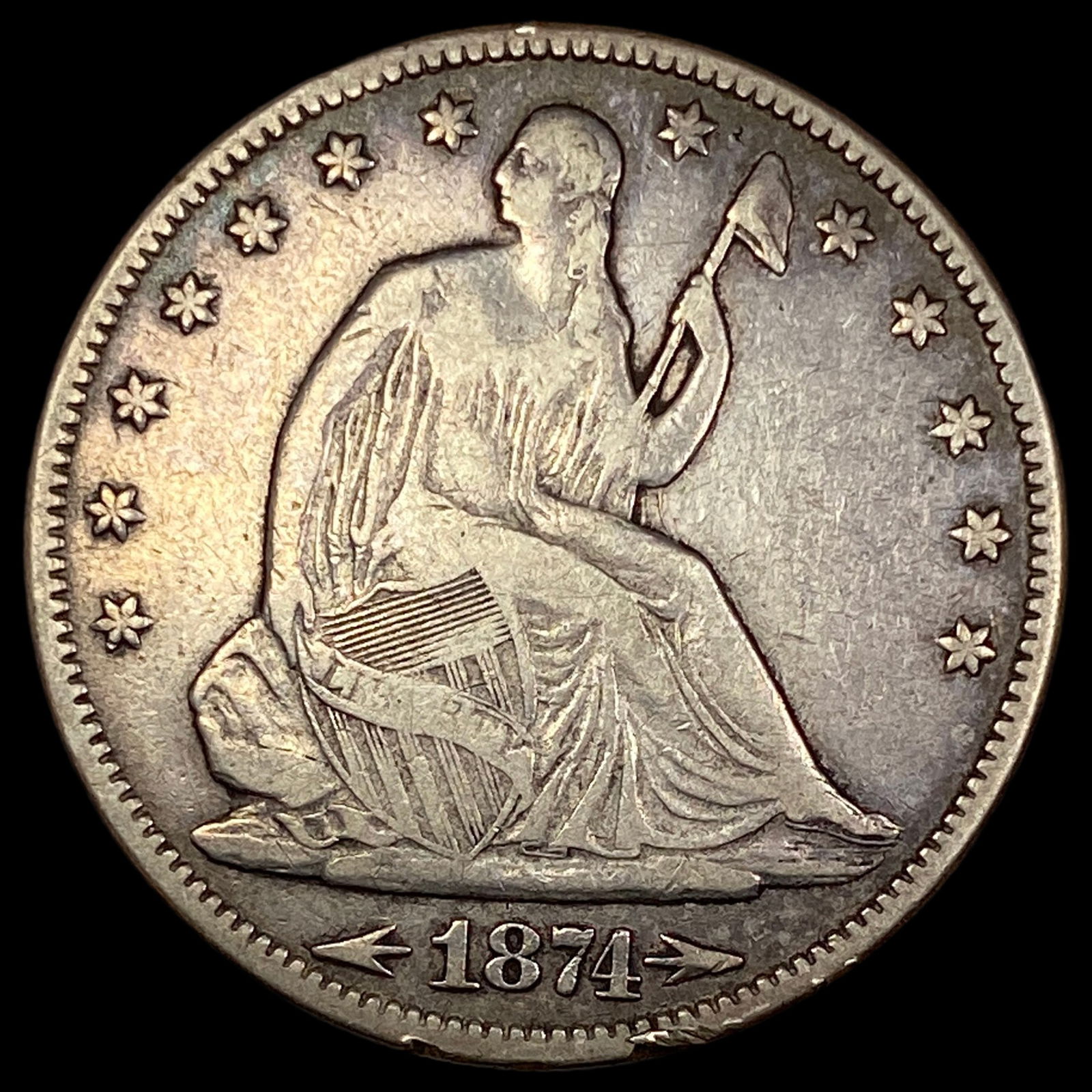 1874 Arrows Seated Liberty Half Dollar NEARLY  UNCIRCULATED (1 of 2)