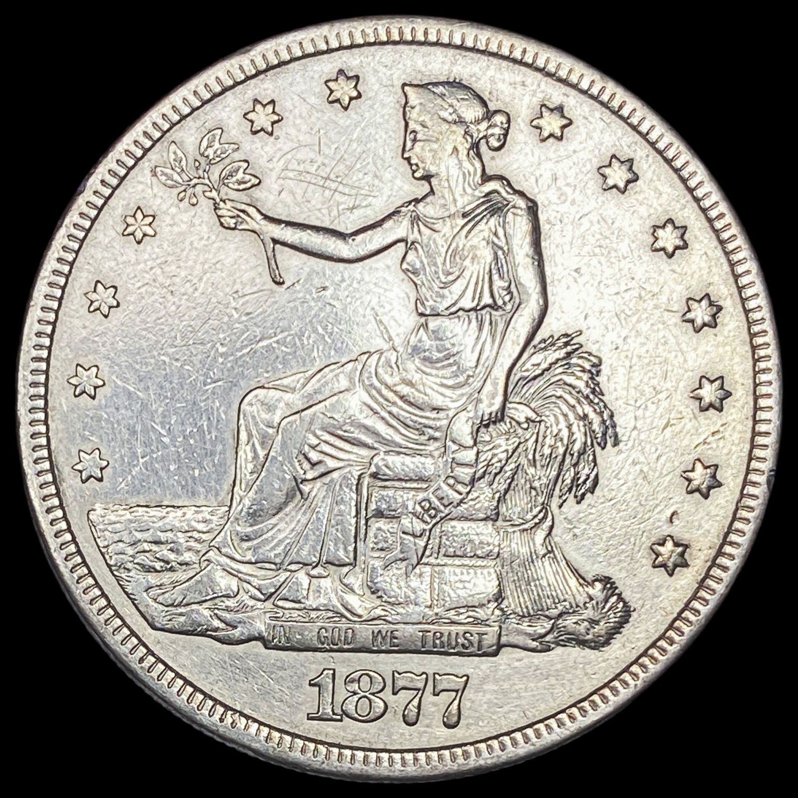 1877 Silver Trade Dollar CLOSELY UNCIRCULATED (1 of 2)