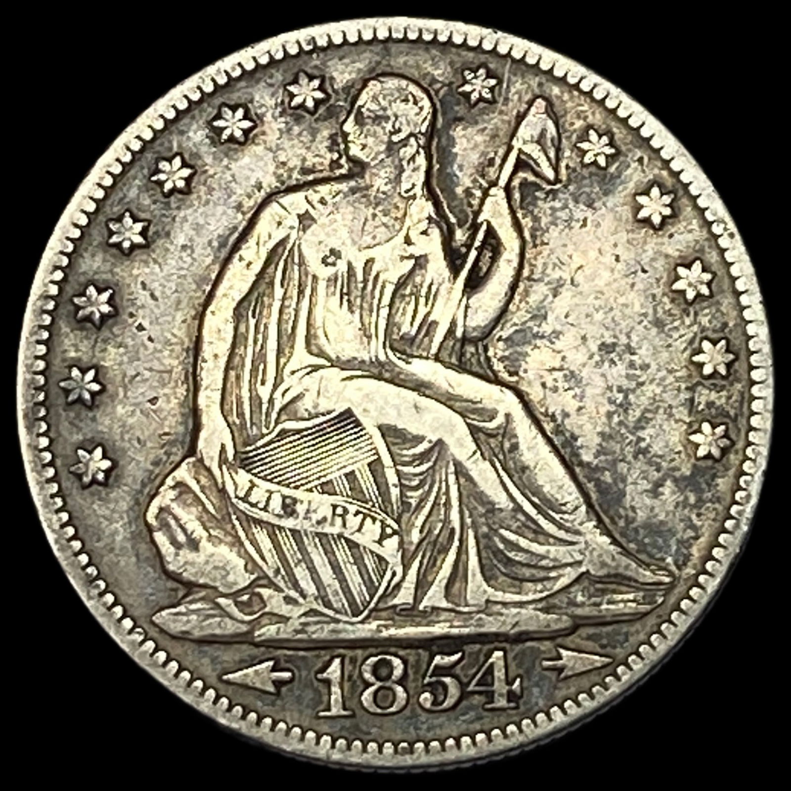 1854 Arrows Seated Liberty Half Dollar NEARLY  UNCIRCULATED (1 of 2)