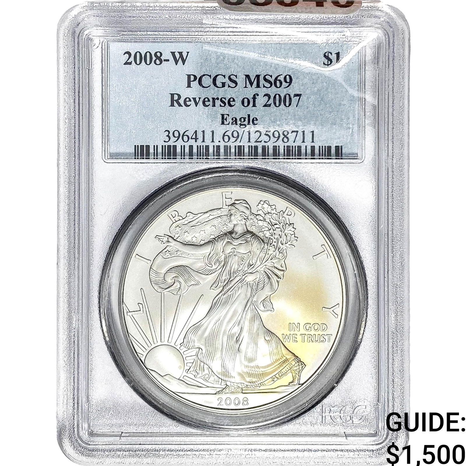 2008-W $1 Silver Eagle PCGS MS69 Rev of 2007 (1 of 2)