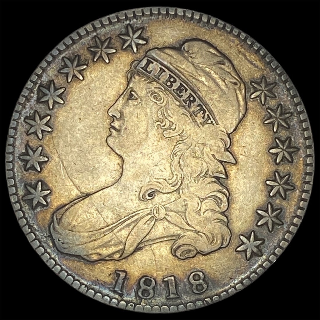 1818 Silver Capped Bust Half Dollar LIGHTLY  CIRCULATED (1 of 2)