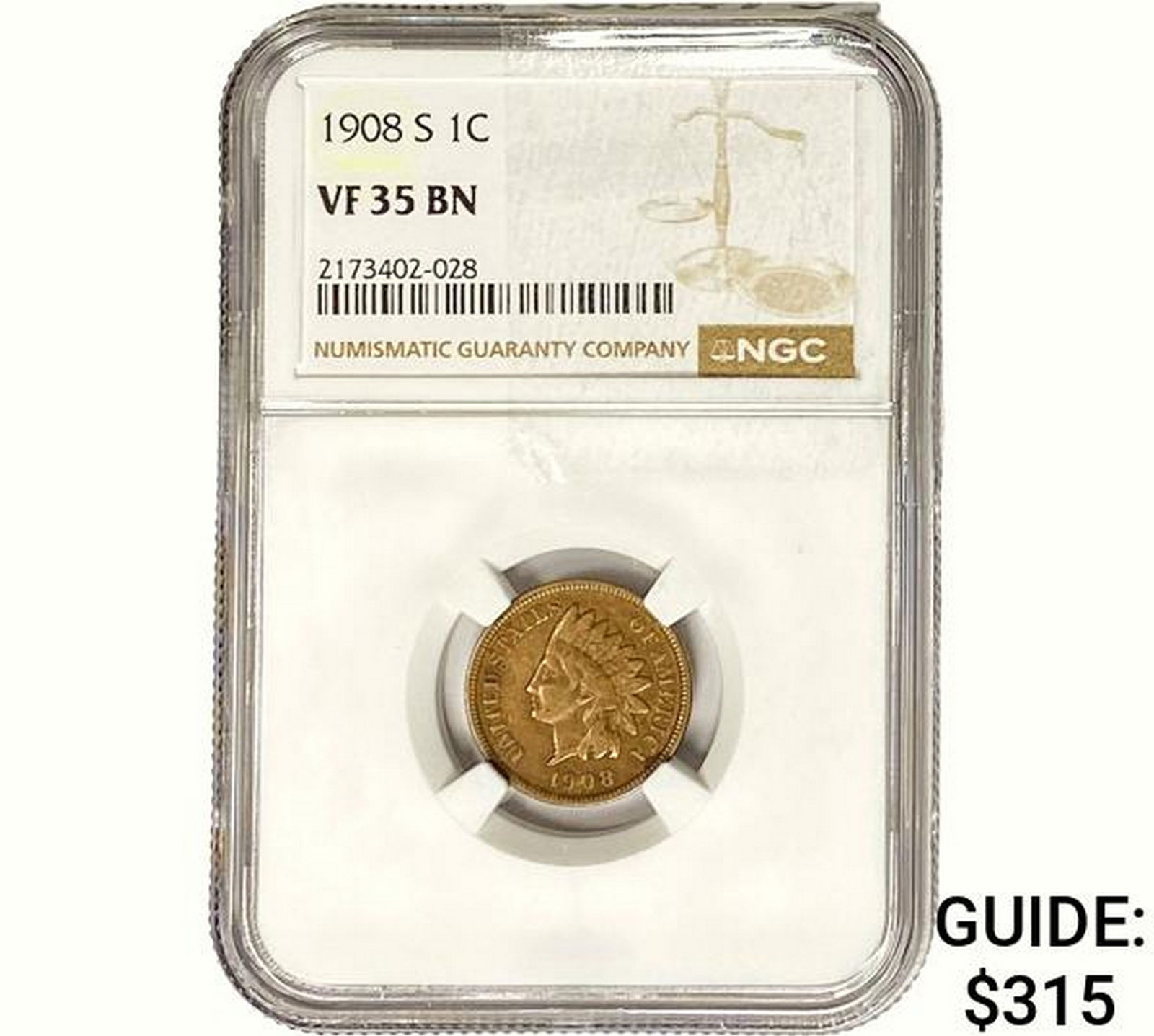 1908-S Indian Head Cent NGC VF35 BN (1 of 2)
