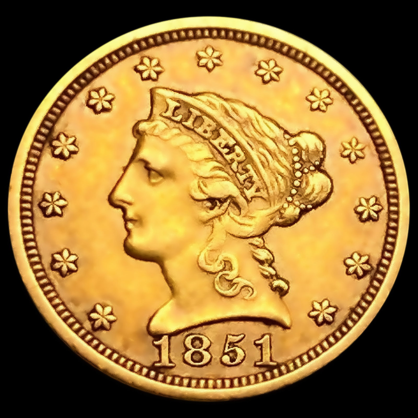 1851 $2.50 Gold Quarter Eagle CHOICE AU: 1851 $2.50 Gold Quarter Eagle CHOICE AU