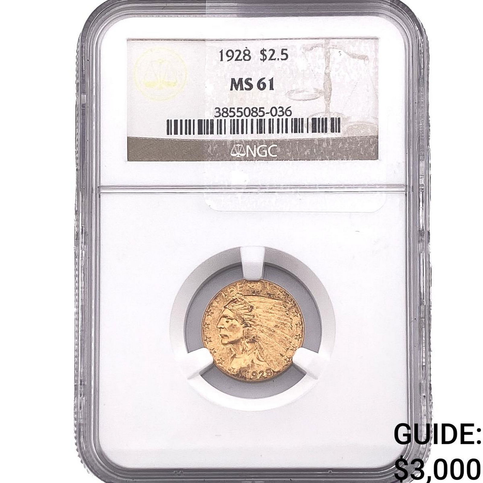 1928 $2.50 Gold Quarter Eagle NGC MS61 (1 of 2)